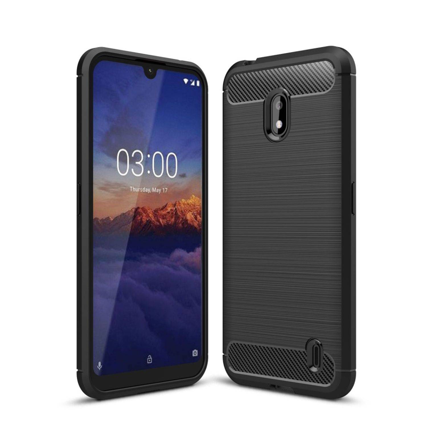 Nokia 2.2 Handyhülle Carbon Optik Backcover Blau