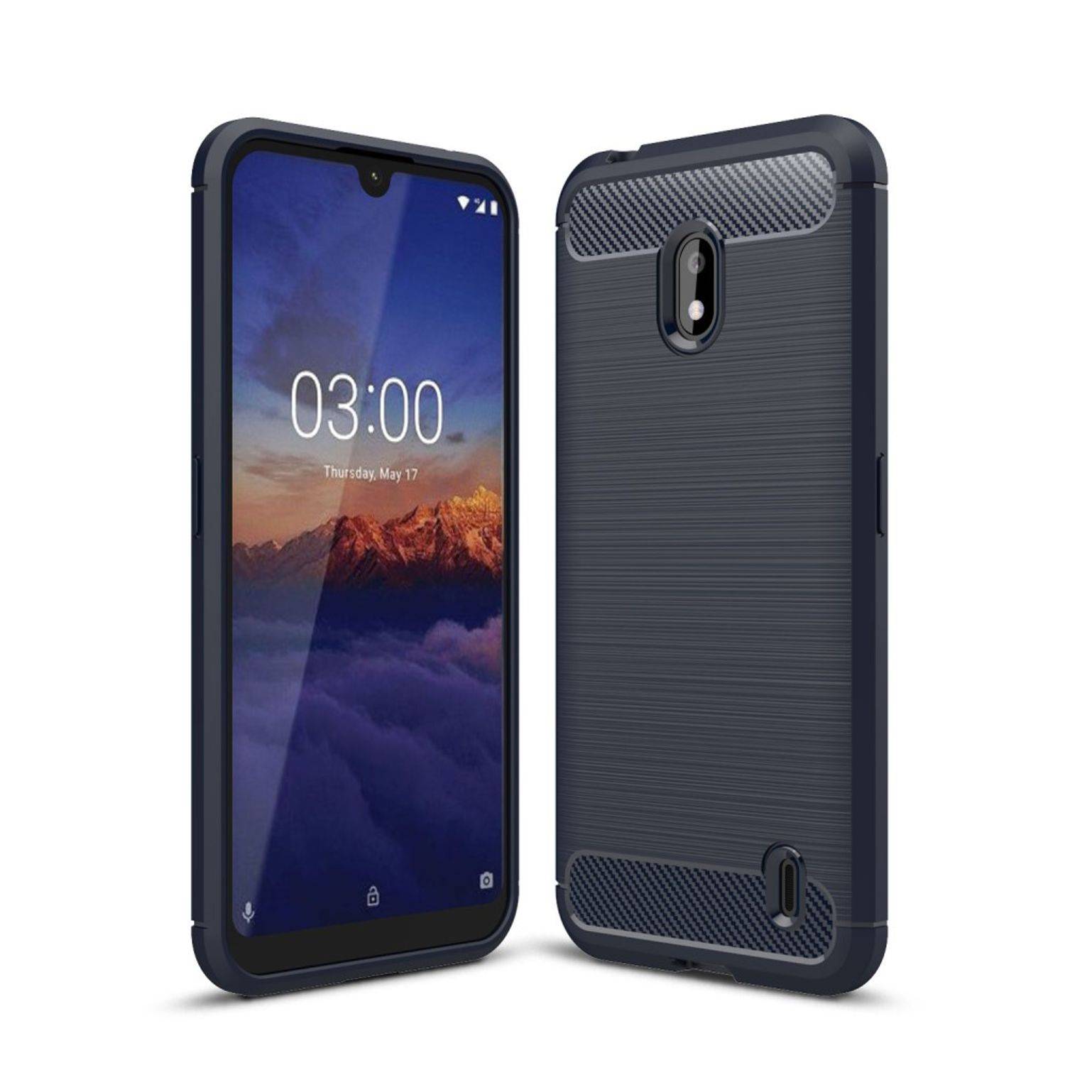 Nokia 2.2 Handyhülle Carbon Optik Backcover Grau