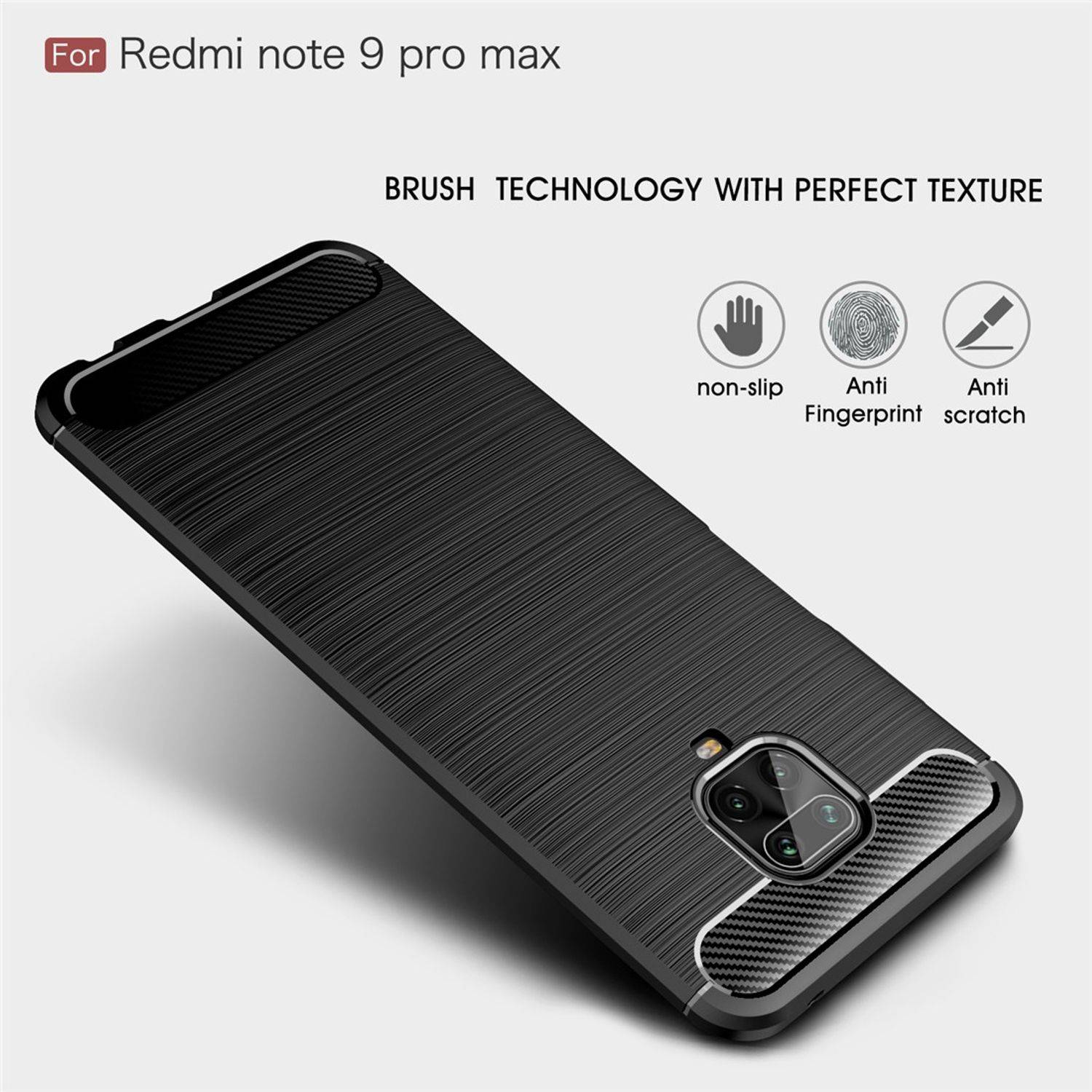 Hülle kompatibel mit Xiaomi Redmi Note 9S Kunststoff Soft Handyhülle - Handy Case Schwarz