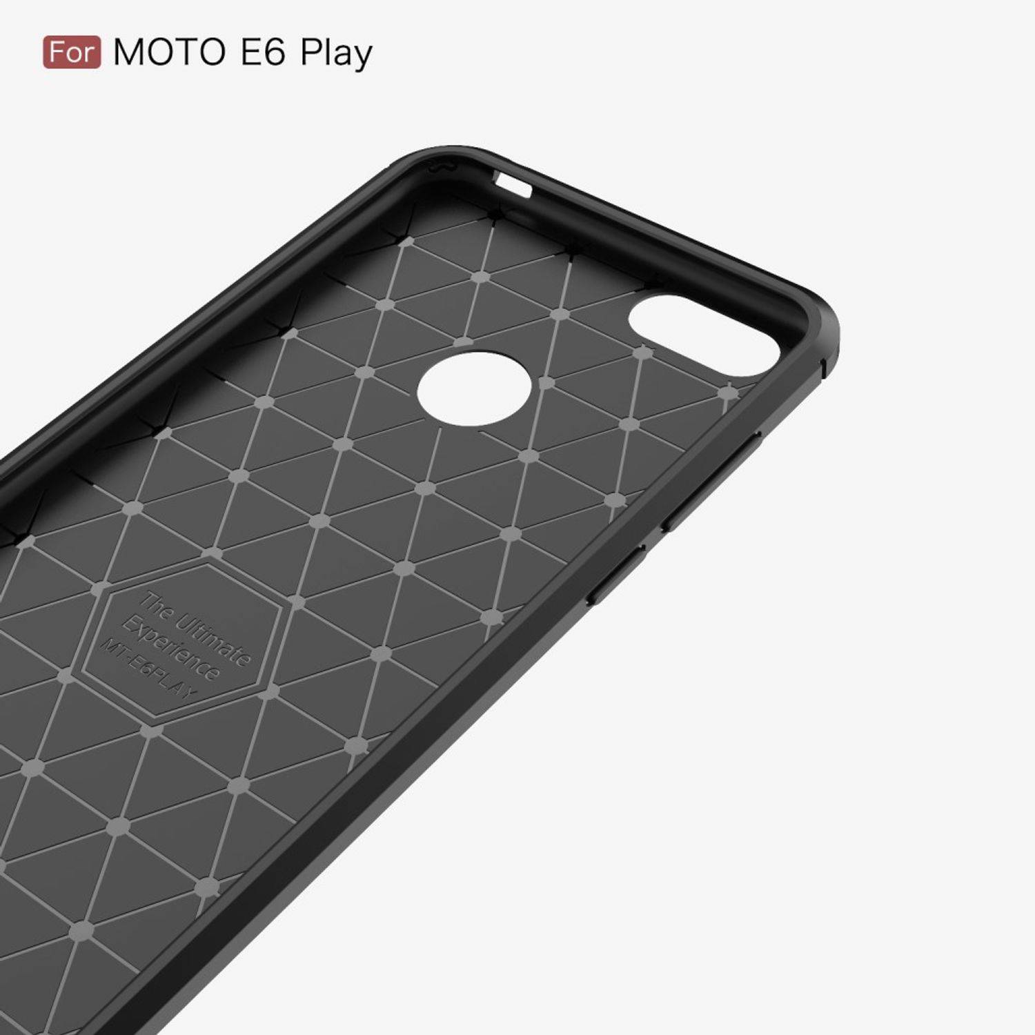 Motorola E6 Play Handyhülle Carbon Optik Backcover Grau