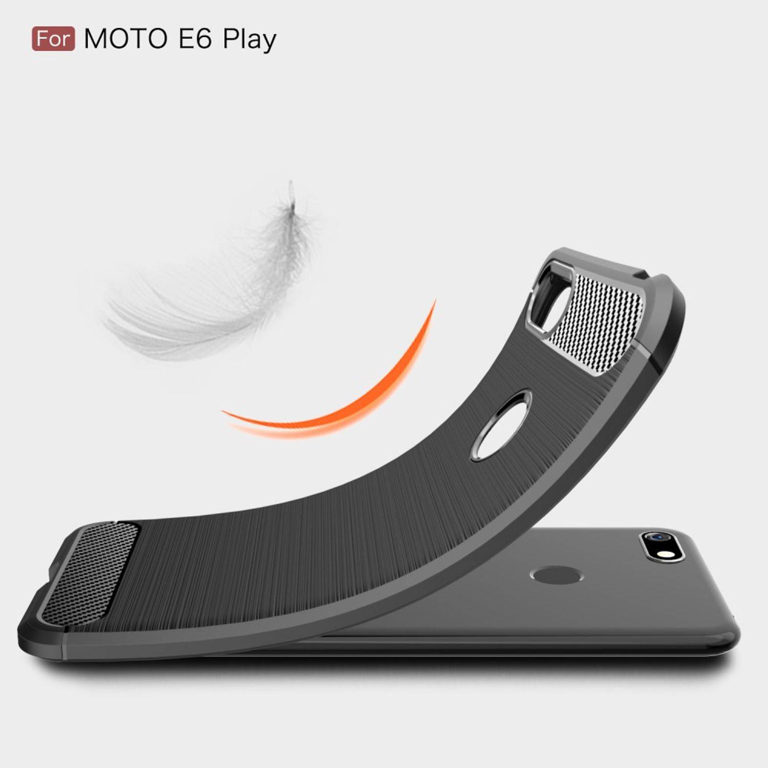 Motorola E6 Play Handyhülle Carbon Optik Backcover Grau