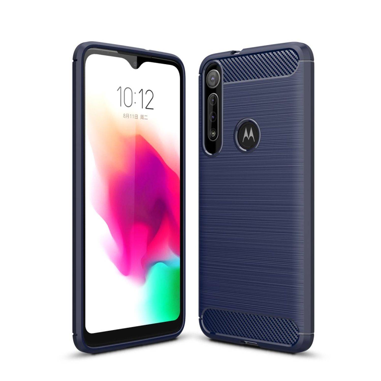 Motorola G8 Play Handyhülle Carbon Optik Backcover Blau