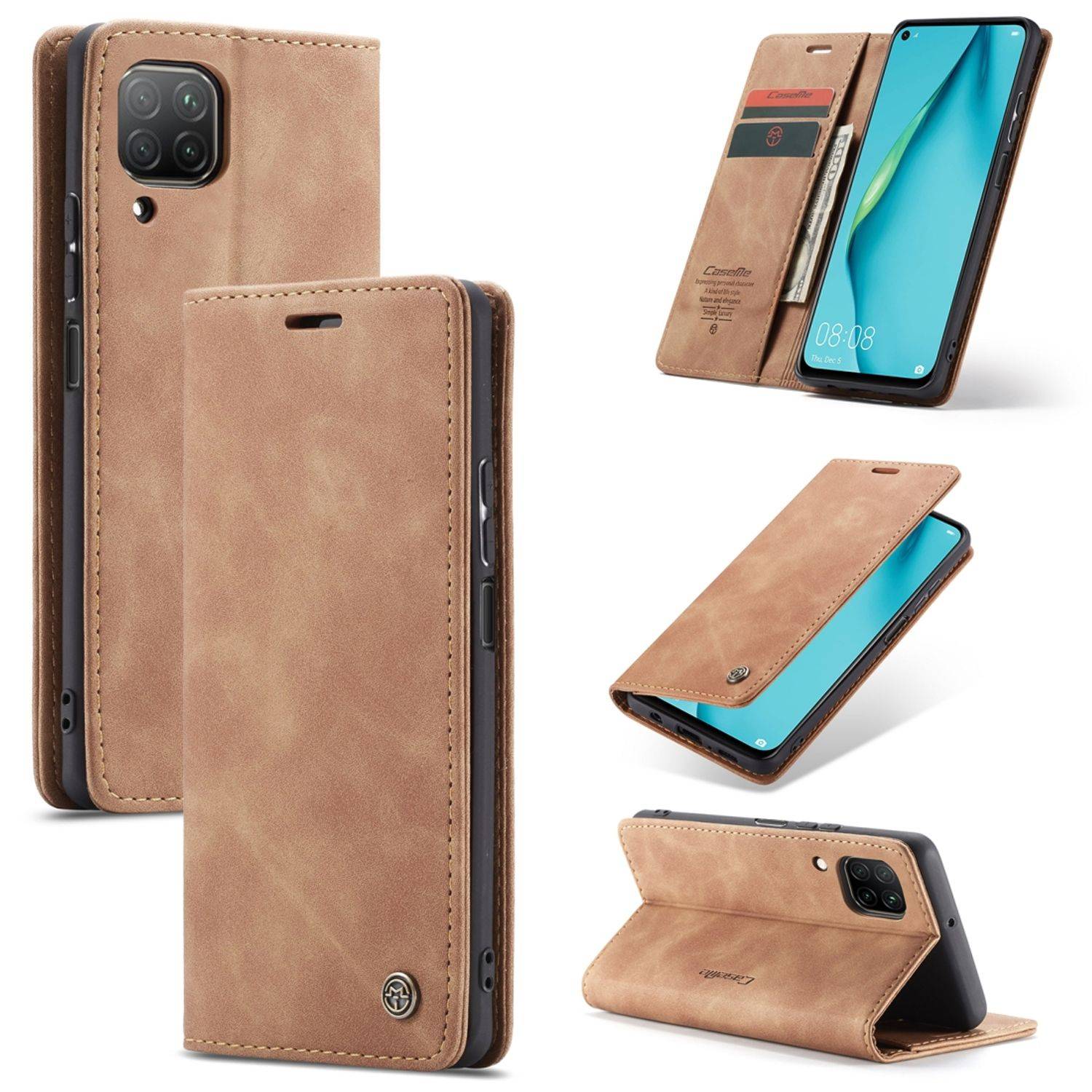 Huawei P40 Lite Handyhülle Schutztasche Bookcover Braun