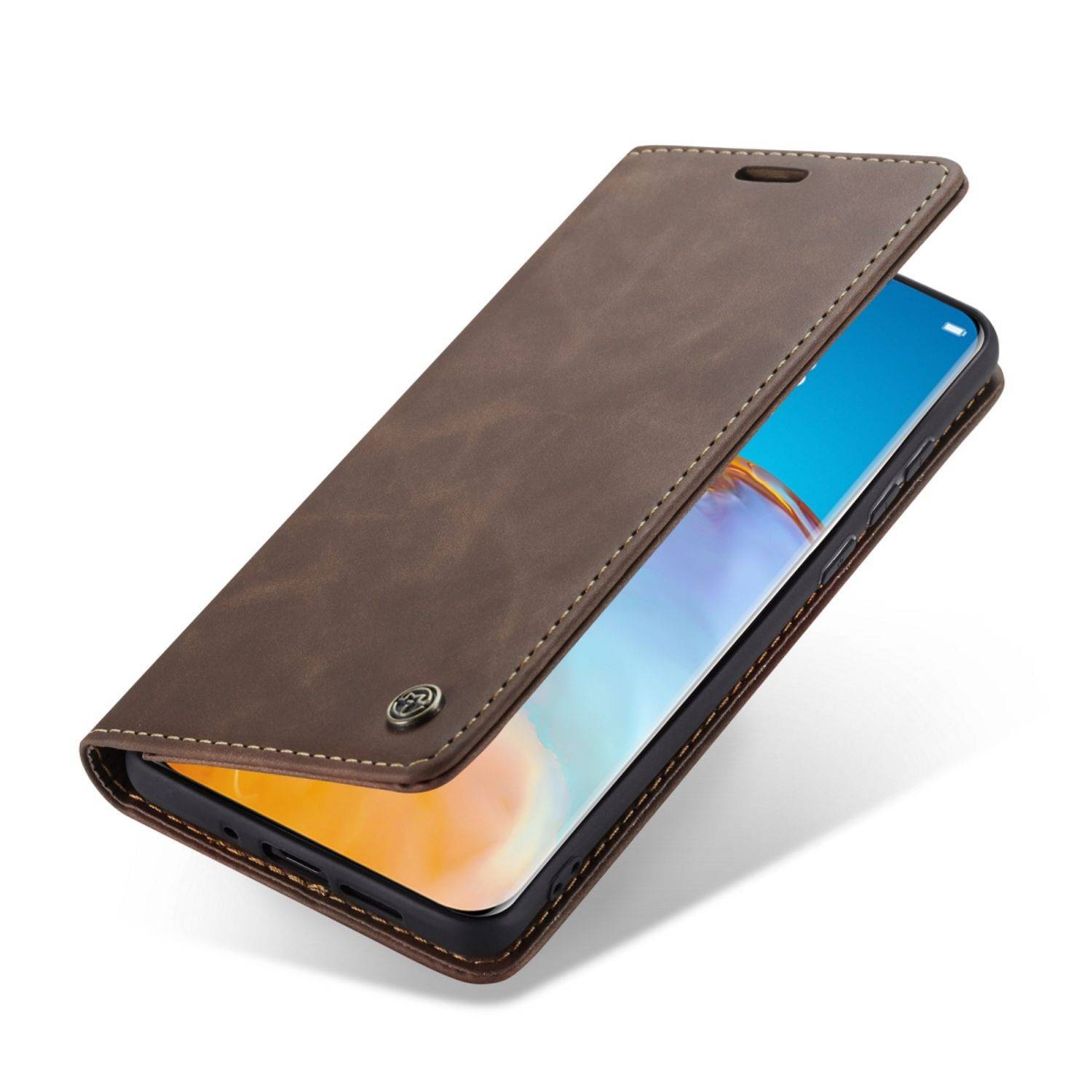 Huawei P40 Handyhülle Schutztasche Bookcover Braun