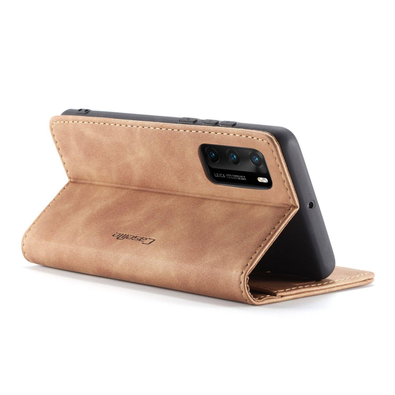 Huawei P40 Handyhülle Schutztasche Bookcover Braun