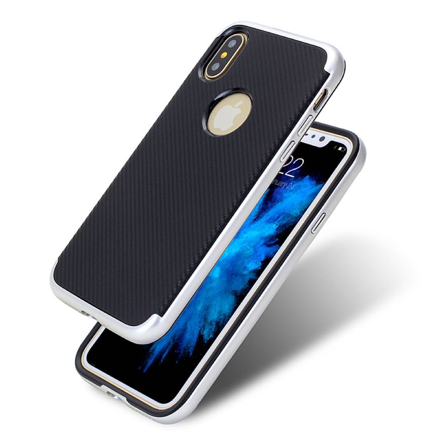 Apple iPhone X / iPhone XS Handyhülle Backcover Silber