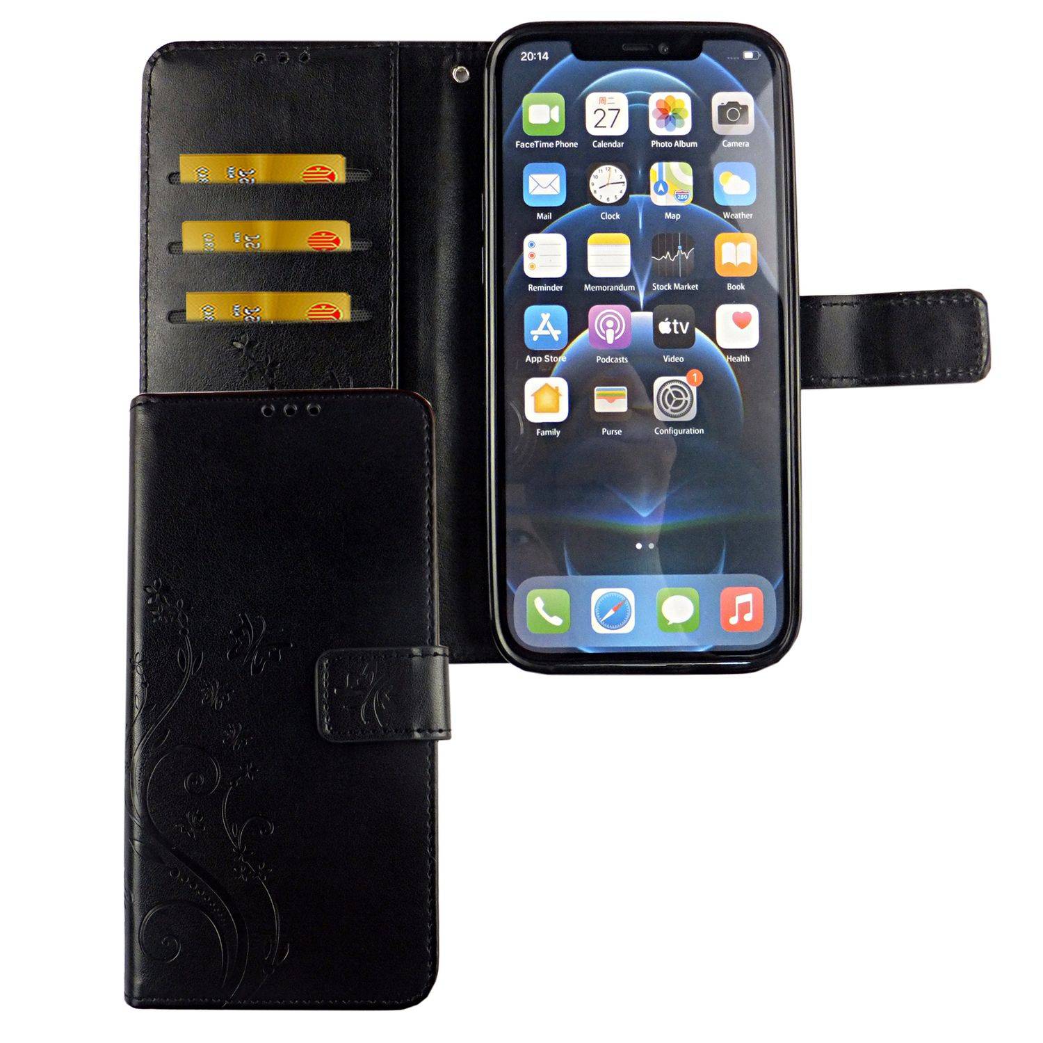 Apple iPhone 12 Pro Max Handyhülle Bookcover Schwarz