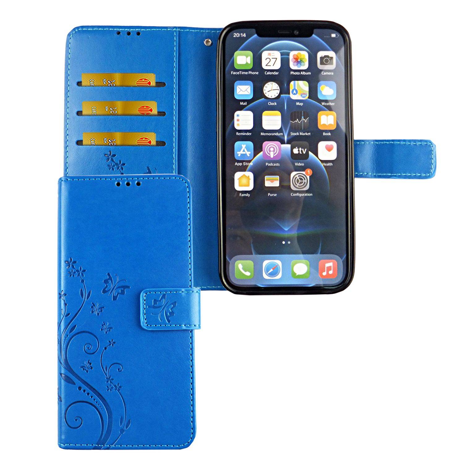 Apple iPhone 12 Pro Max Handyhülle Bookcover Blau