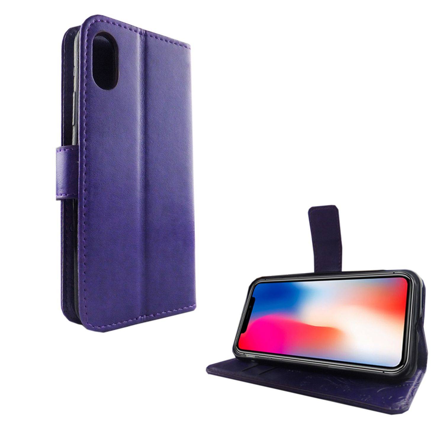Apple iPhone X / iPhone XS Handyhülle Bookcover Violett