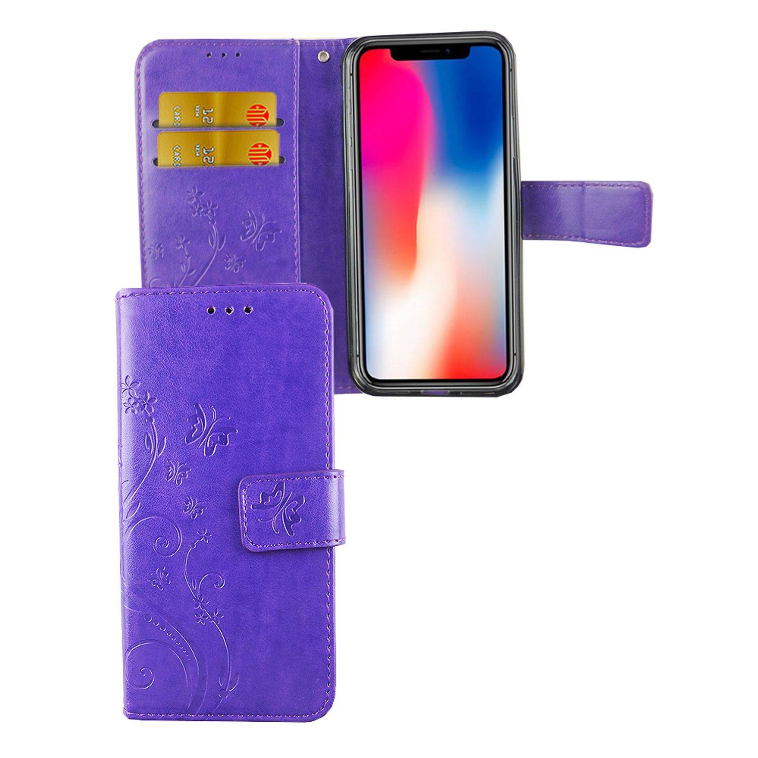 Apple iPhone X / iPhone XS Handyhülle Bookcover Violett