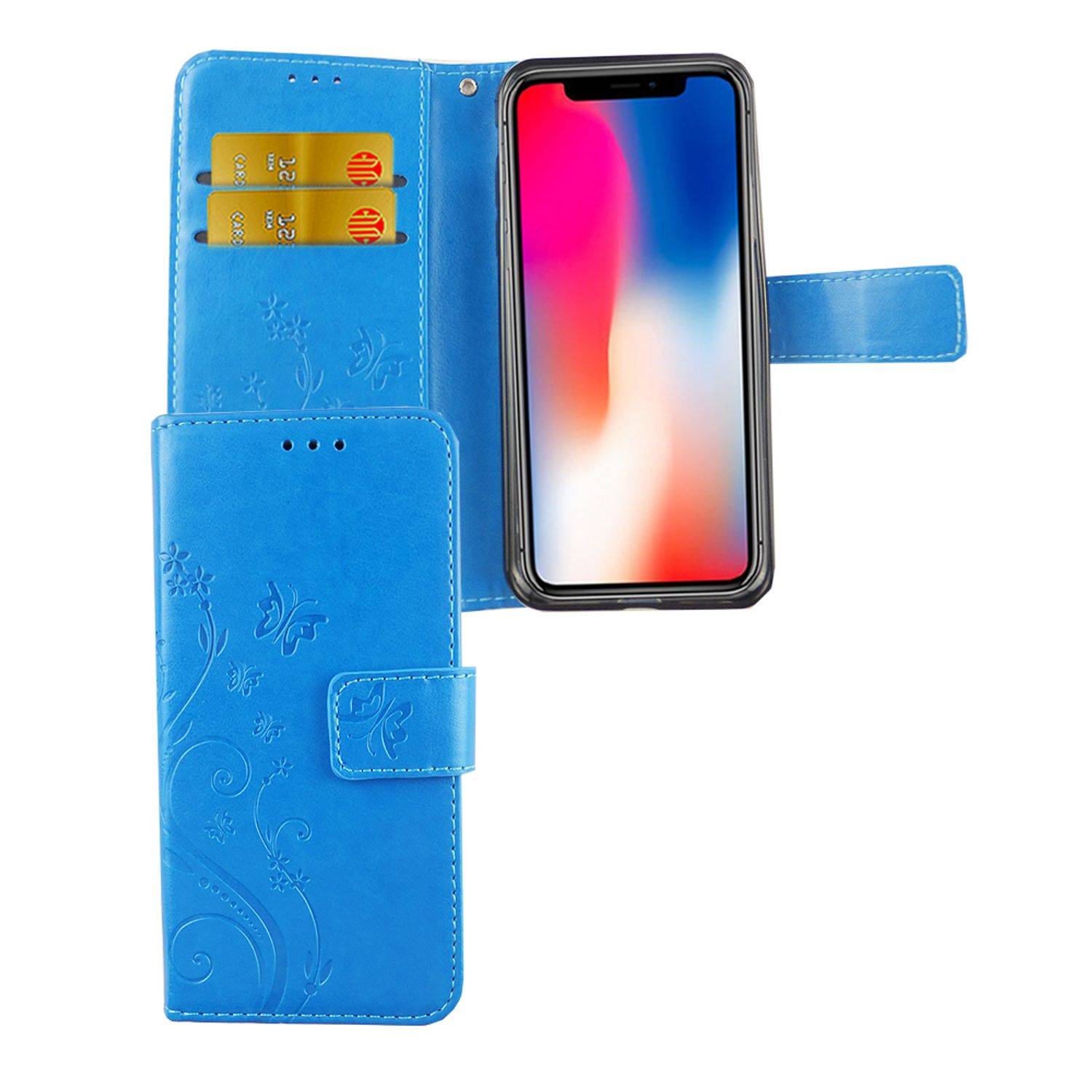 Apple iPhone X / iPhone XS Handyhülle Bookcover Blau