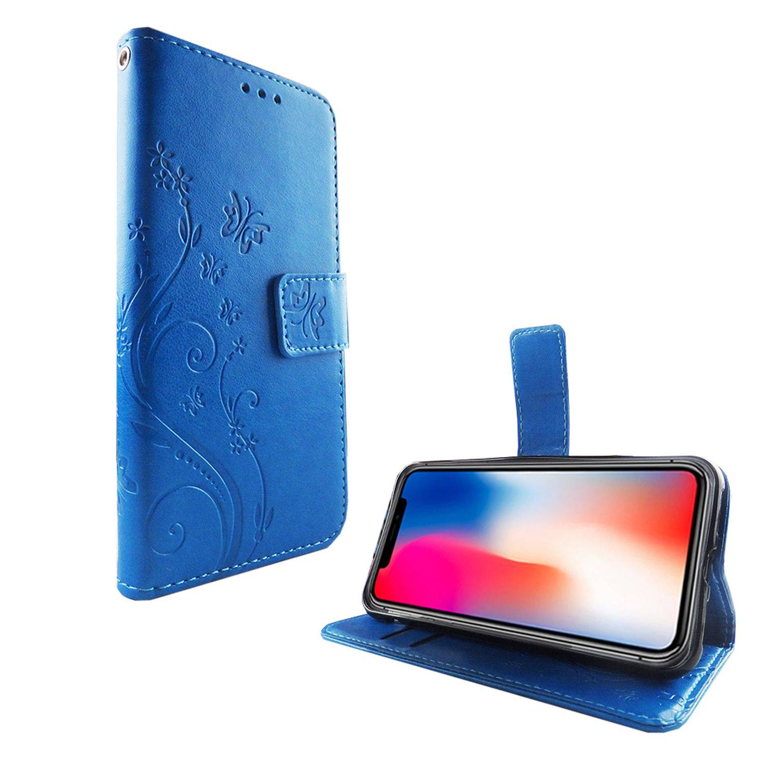 Apple iPhone X / iPhone XS Handyhülle Bookcover Blau