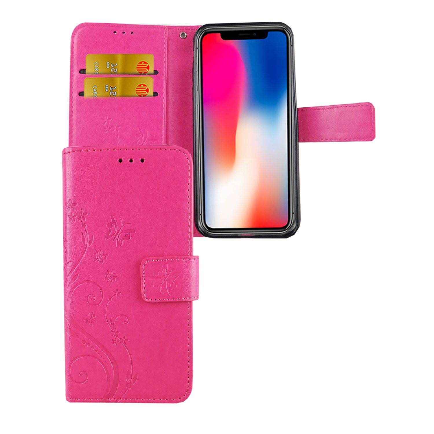 Apple iPhone X / iPhone XS Handyhülle Bookcover Rosa