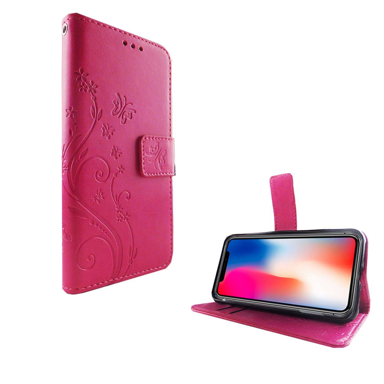 Apple iPhone X / iPhone XS Handyhülle Bookcover Rosa