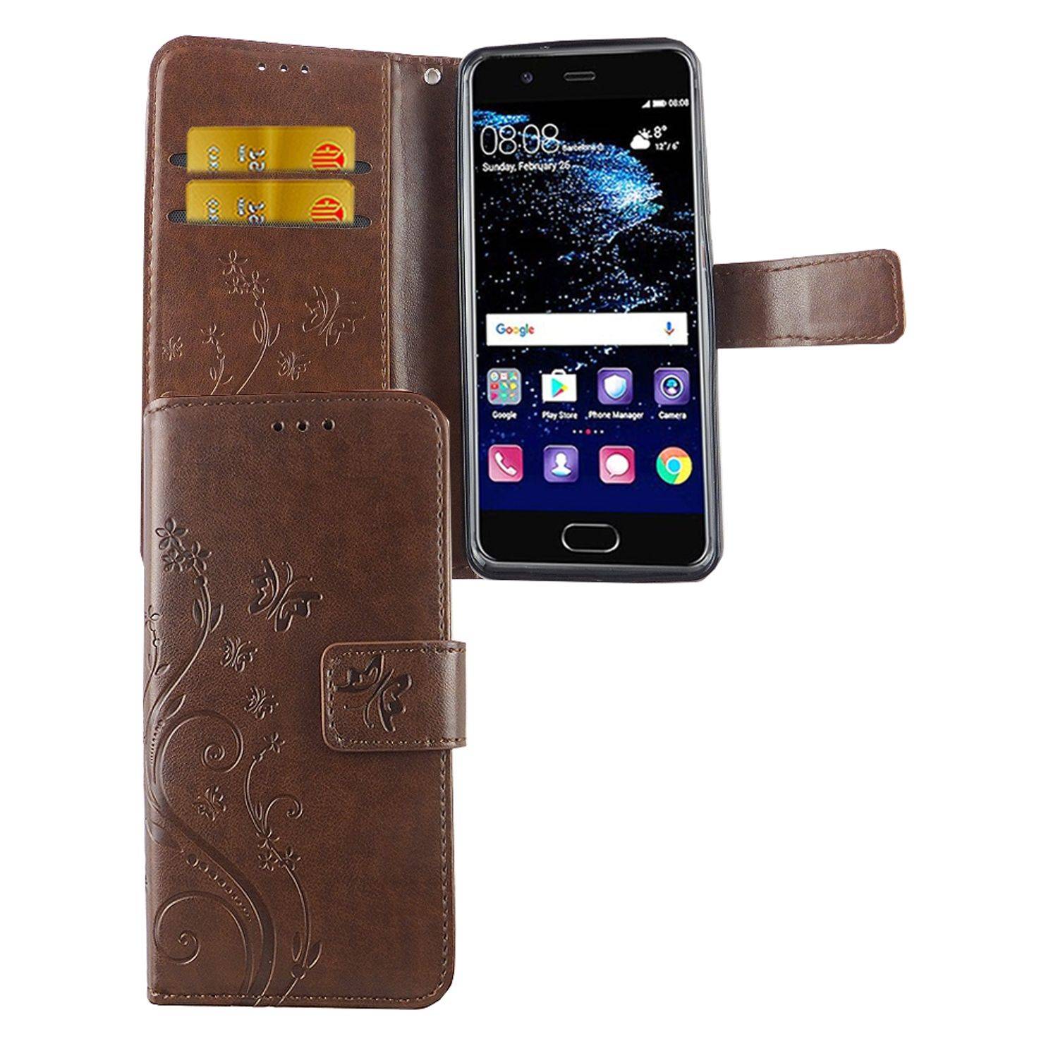 Huawei P10 Handyhülle Bookcover Braun