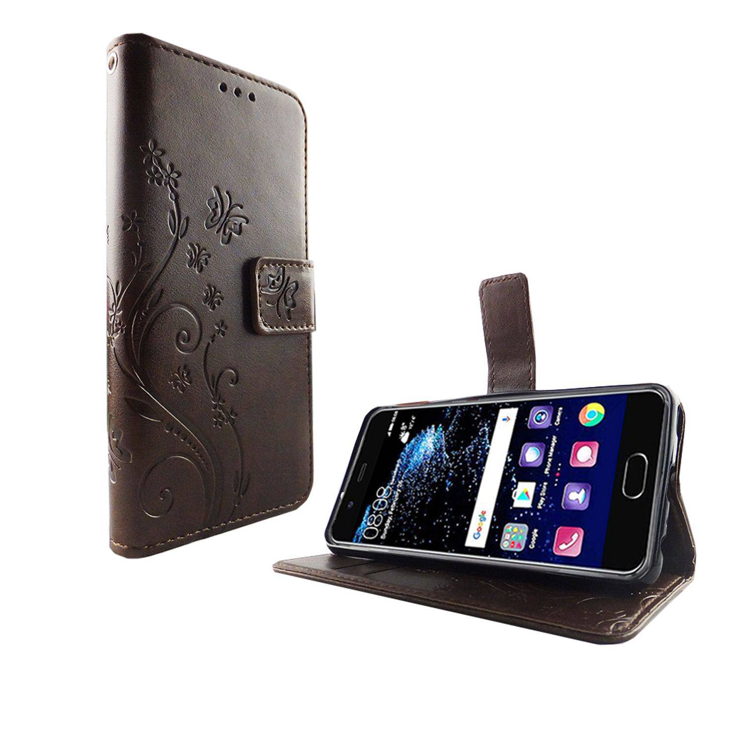 Huawei P10 Handyhülle Bookcover Braun