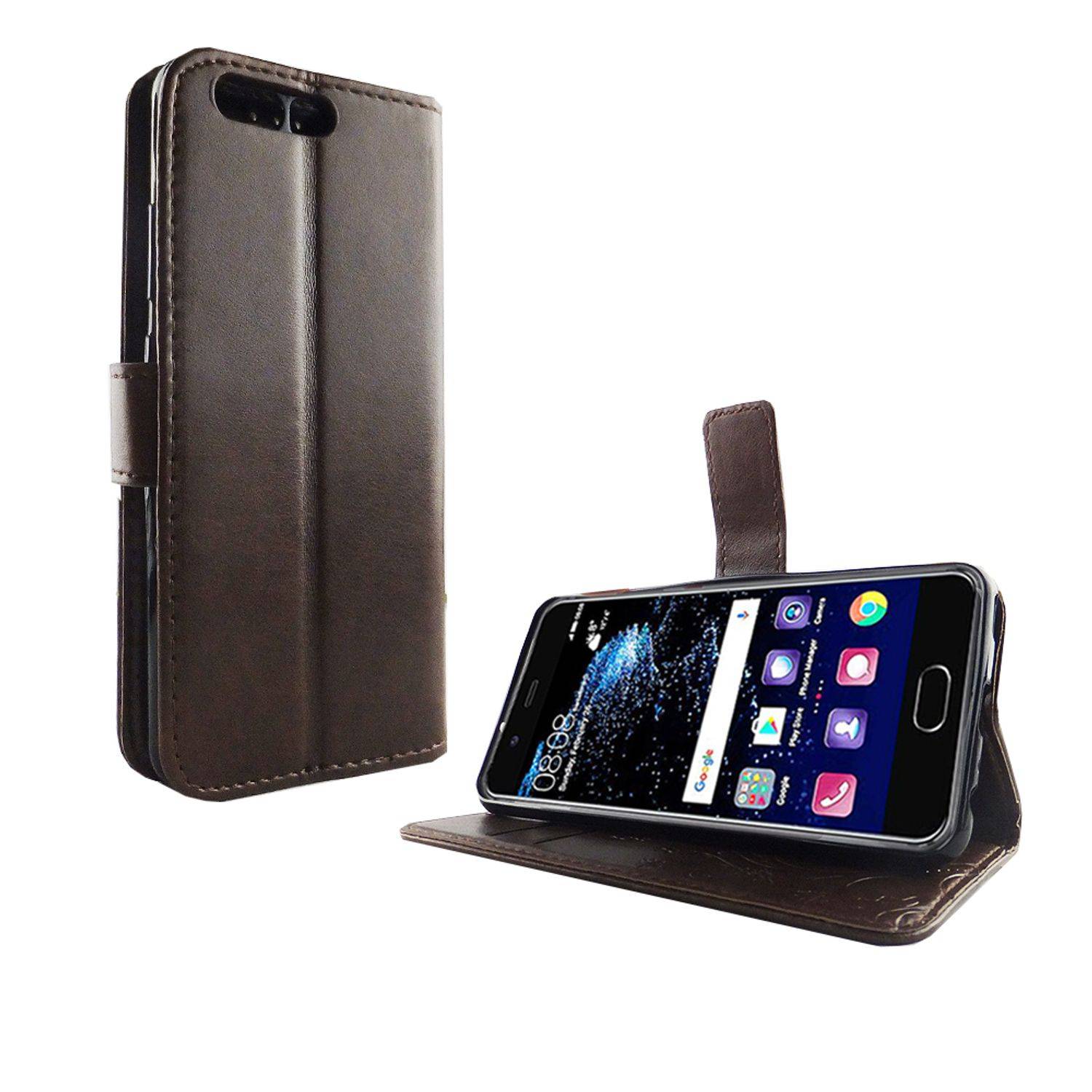 Huawei P10 Handyhülle Bookcover Braun
