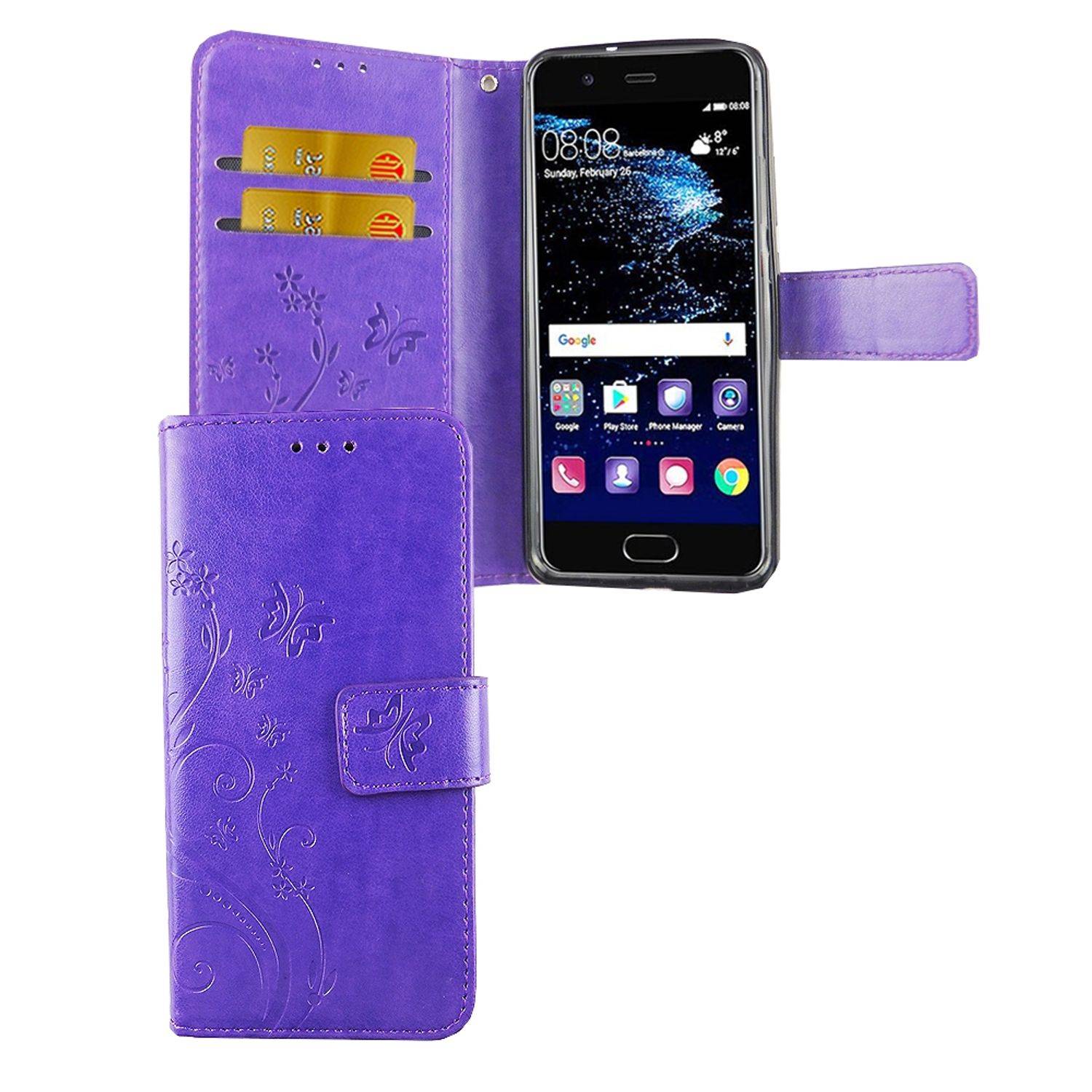 Huawei P10 Handyhülle Bookcover Violett