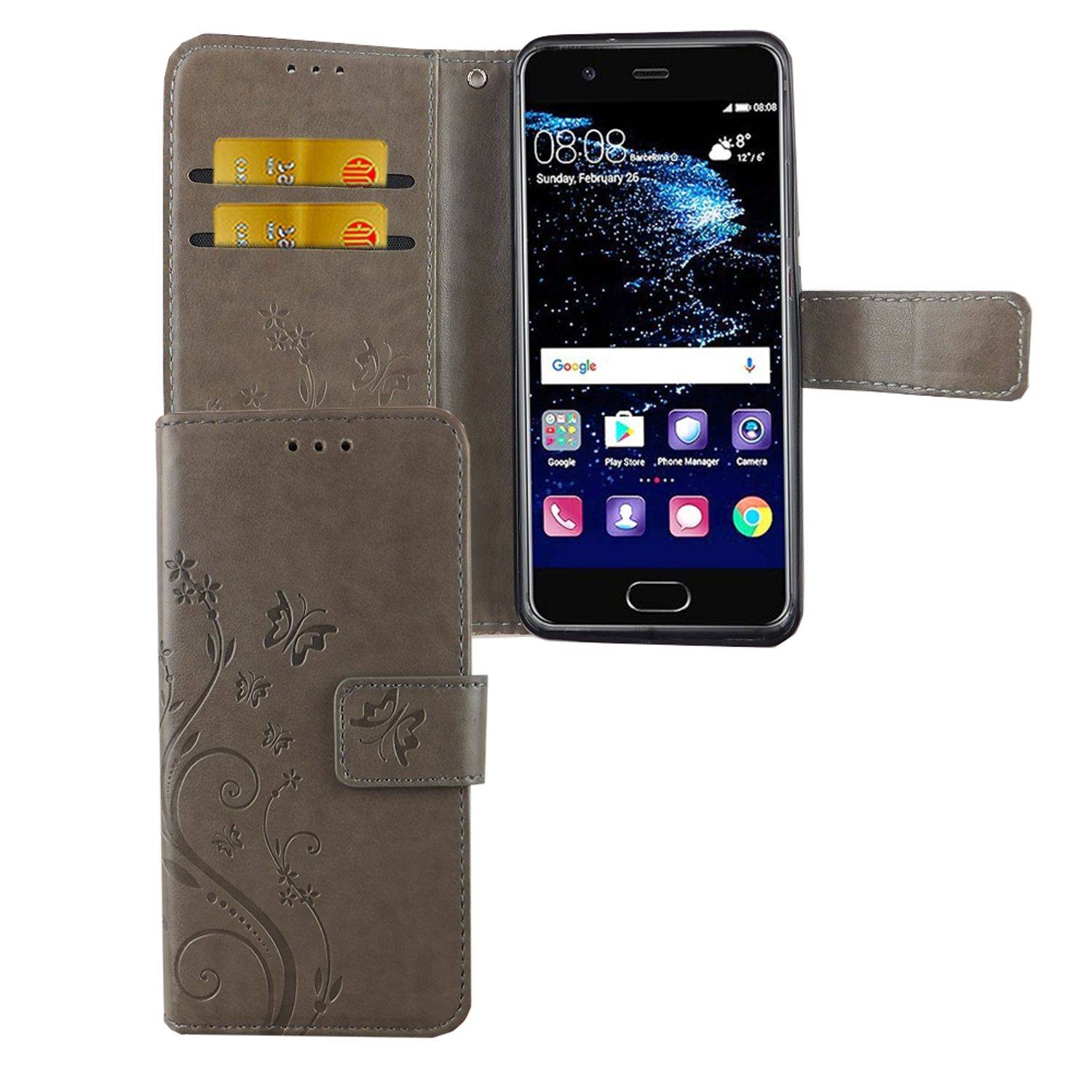 Huawei P10 Handyhülle Bookcover Grau