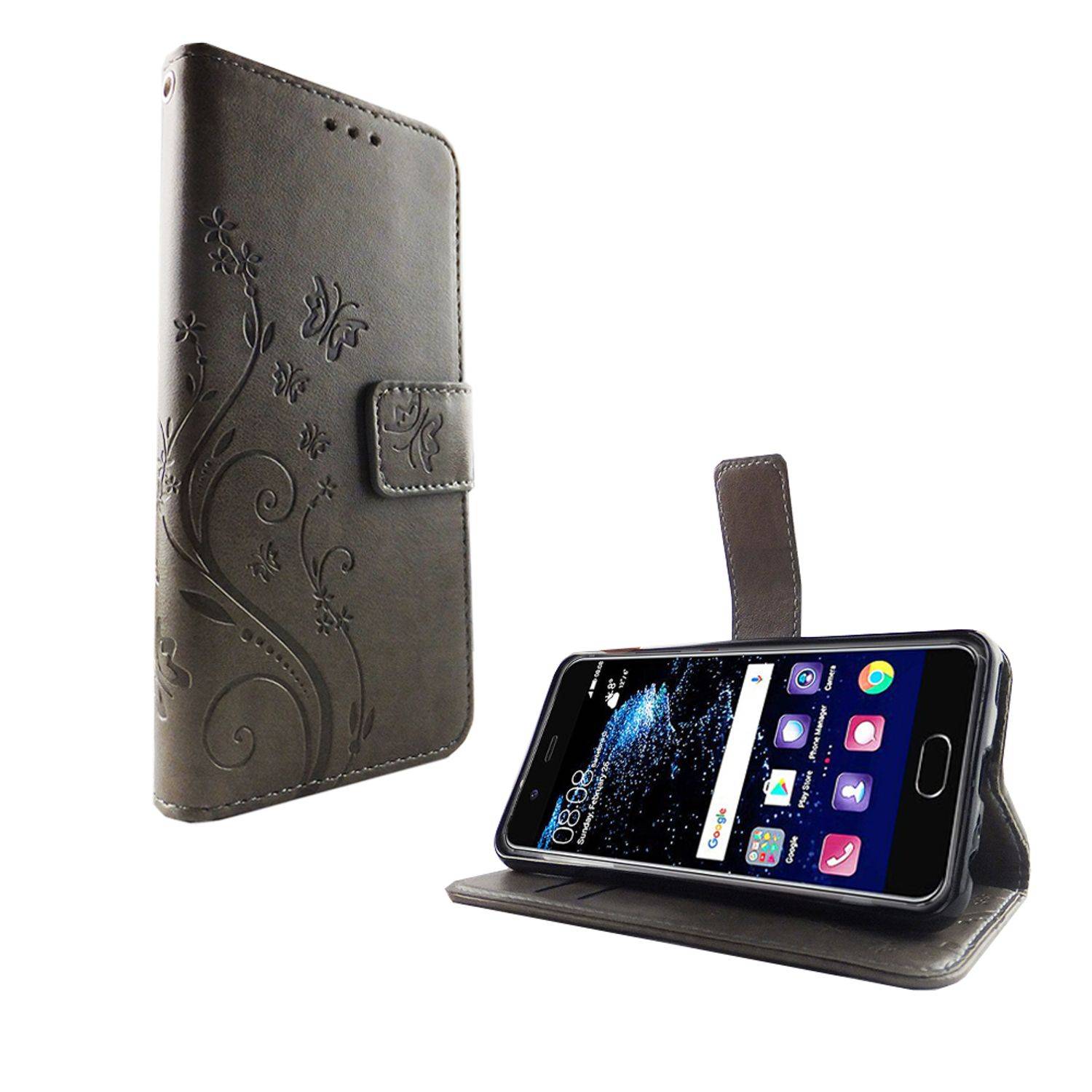 Huawei P10 Handyhülle Bookcover Grau