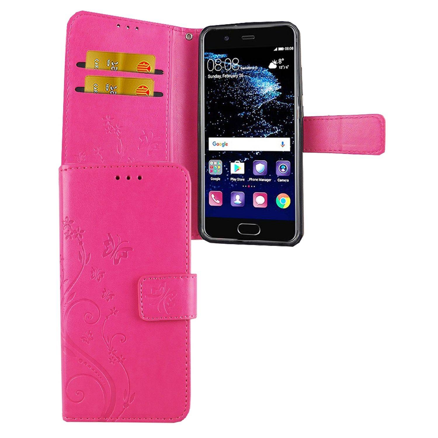 Huawei P10 Handyhülle Bookcover Rosa