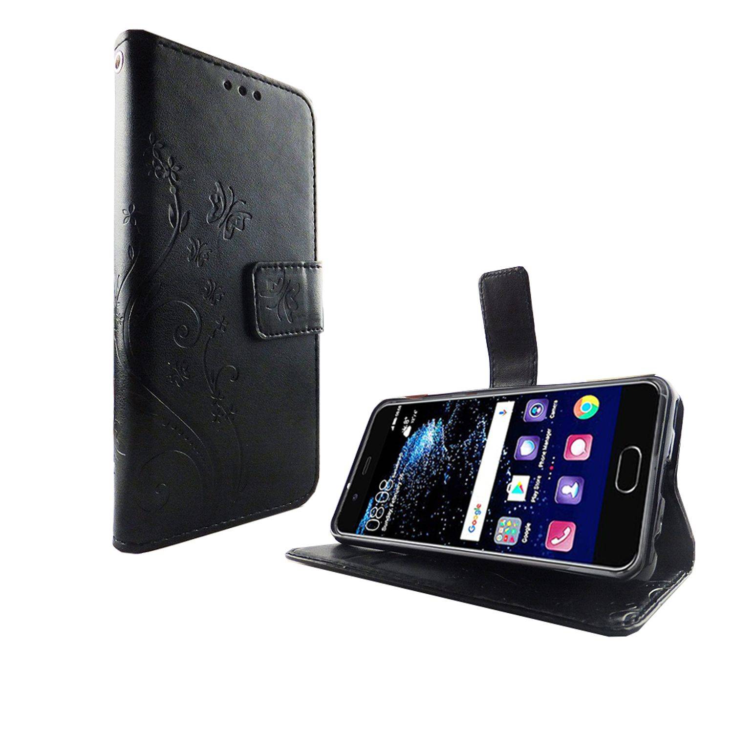 Huawei P10 Handyhülle Bookcover Schwarz