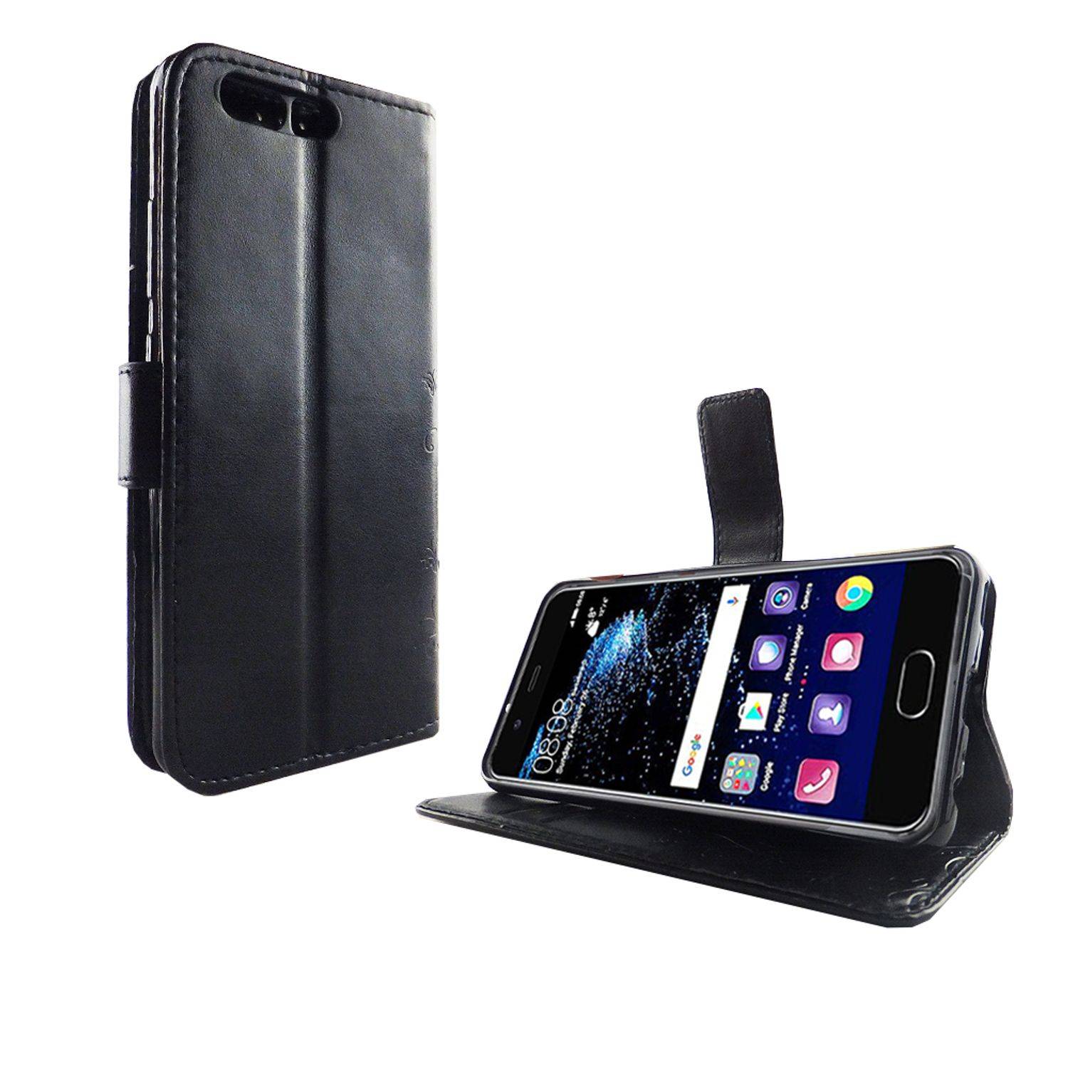 Huawei P10 Handyhülle Bookcover Schwarz