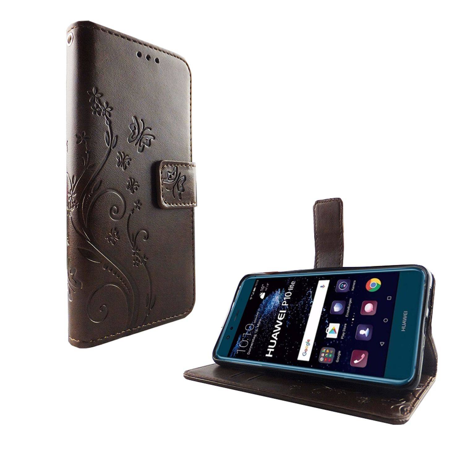 Huawei P10 Lite Handyhülle Bookcover Braun