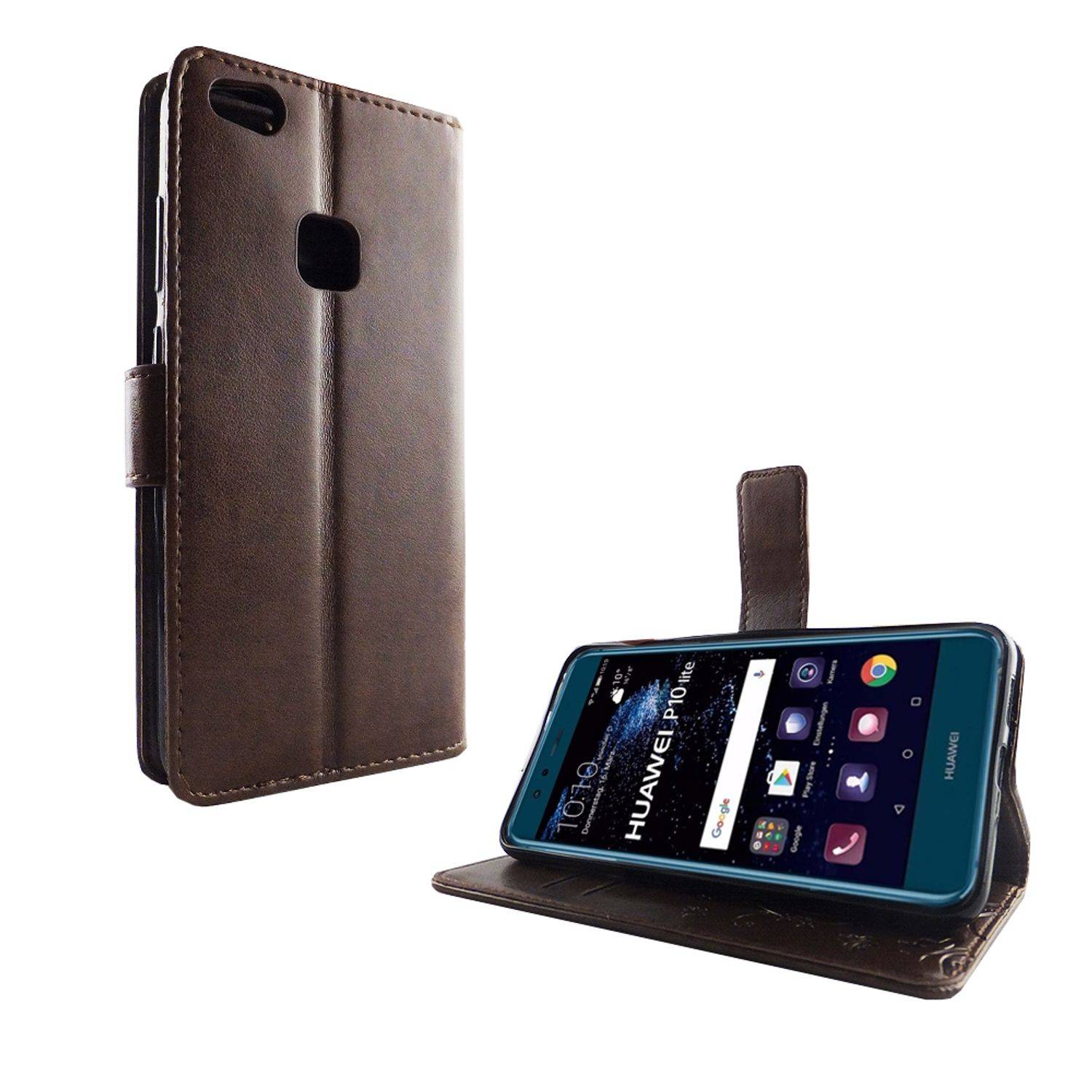 Huawei P10 Lite Handyhülle Bookcover Braun