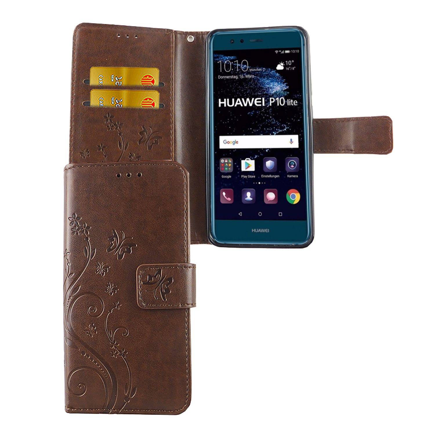 Huawei P10 Lite Handyhülle Bookcover Braun