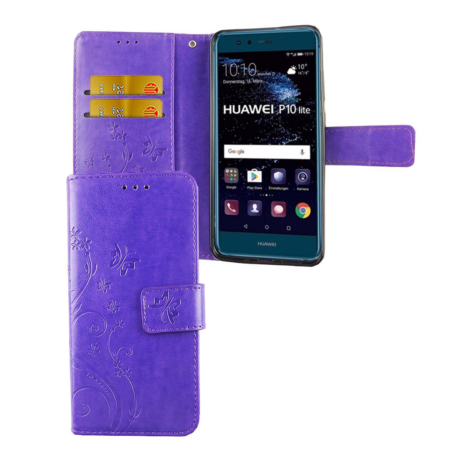 Huawei P10 Lite Handyhülle Bookcover Violett