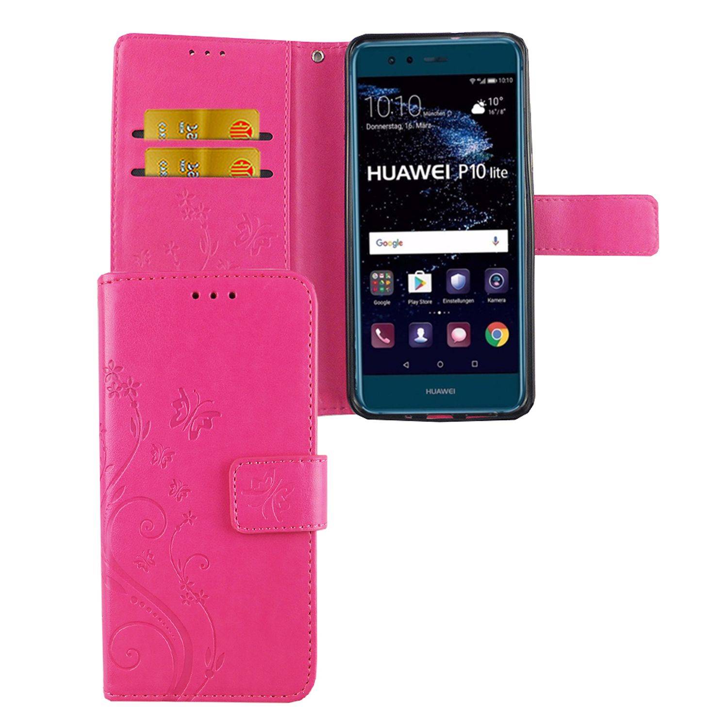 Huawei P10 Lite Handyhülle Bookcover Rosa