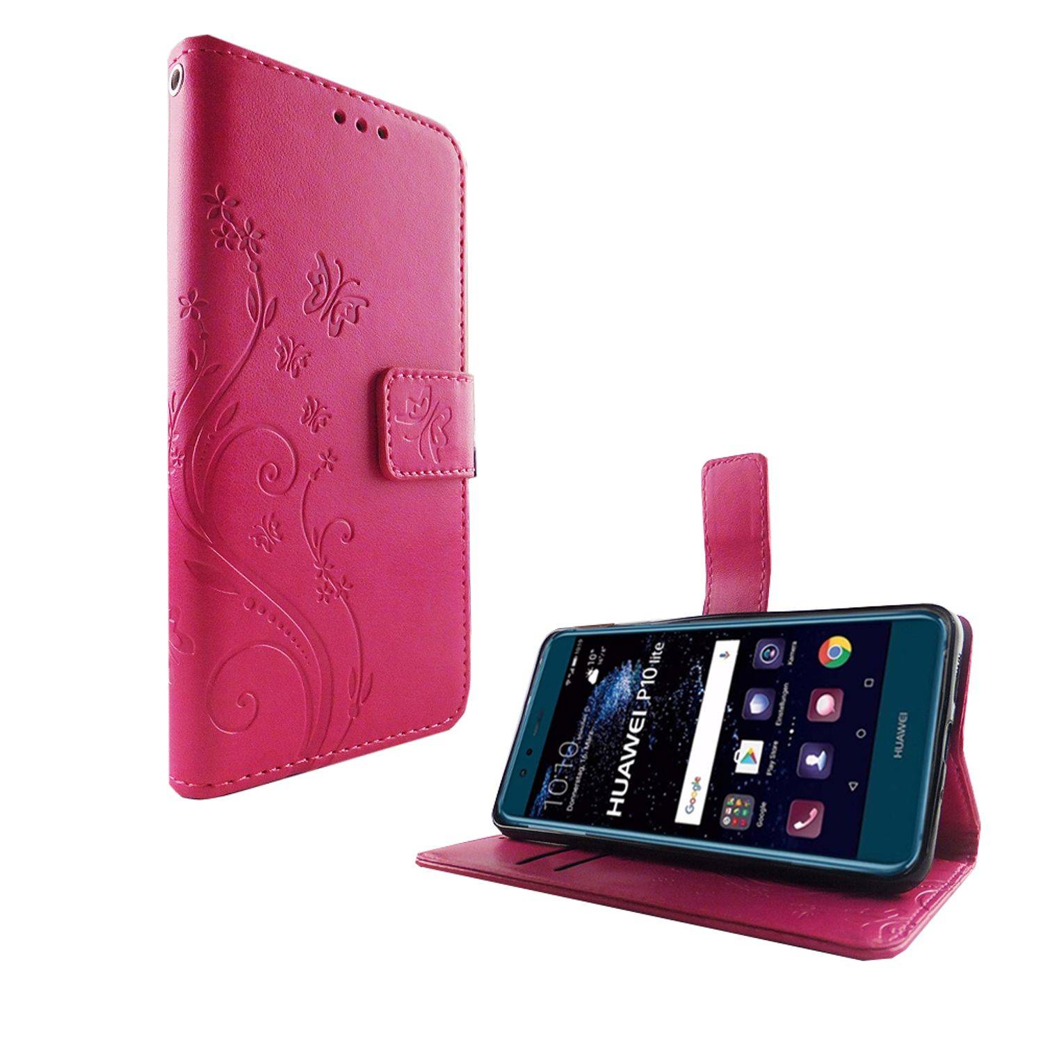 Huawei P10 Lite Handyhülle Bookcover Rosa