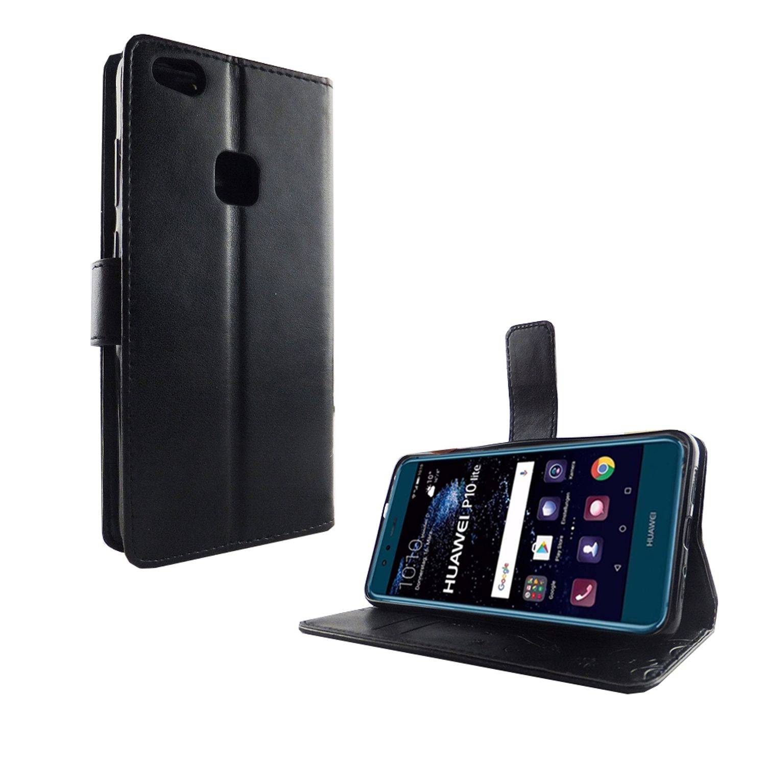 Huawei P10 Lite Handyhülle Bookcover Schwarz