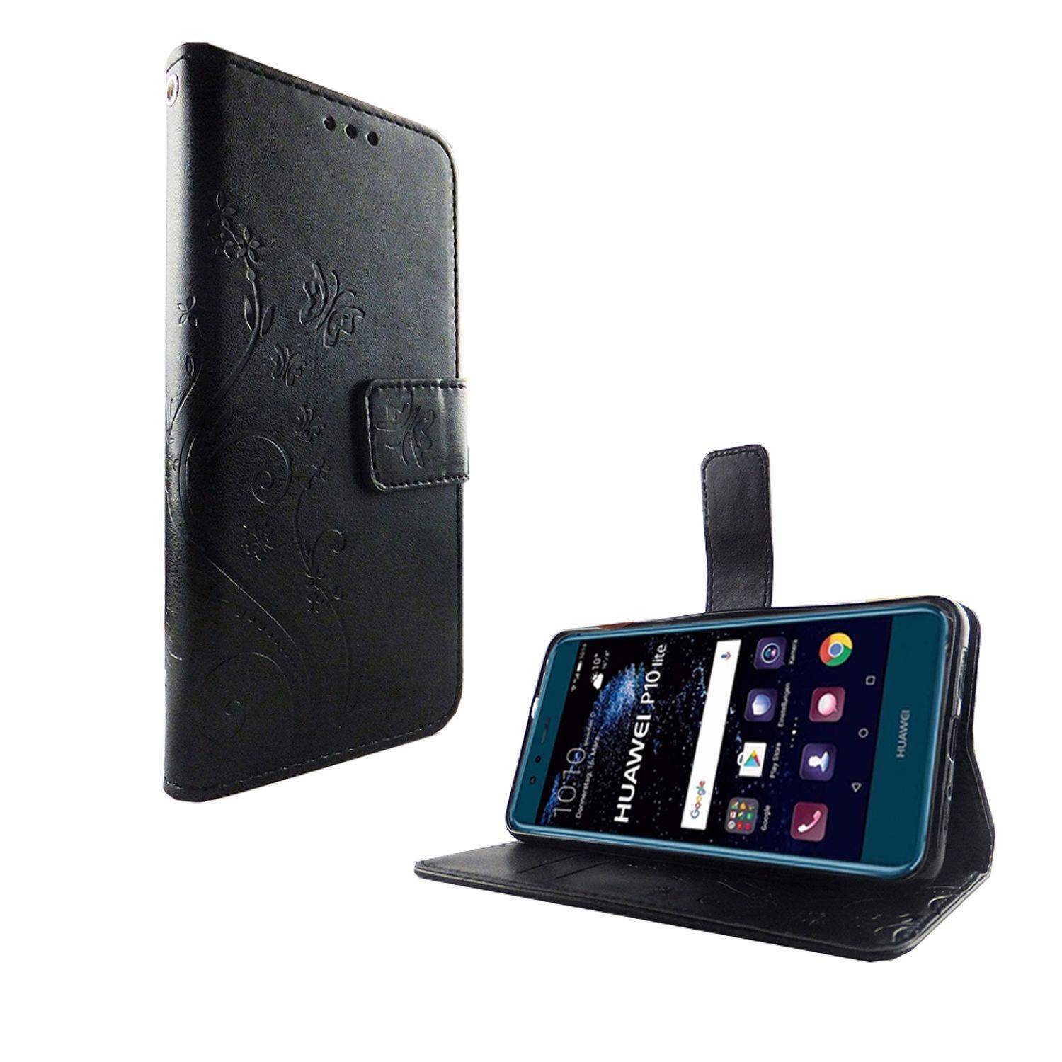 Huawei P10 Lite Handyhülle Bookcover Schwarz