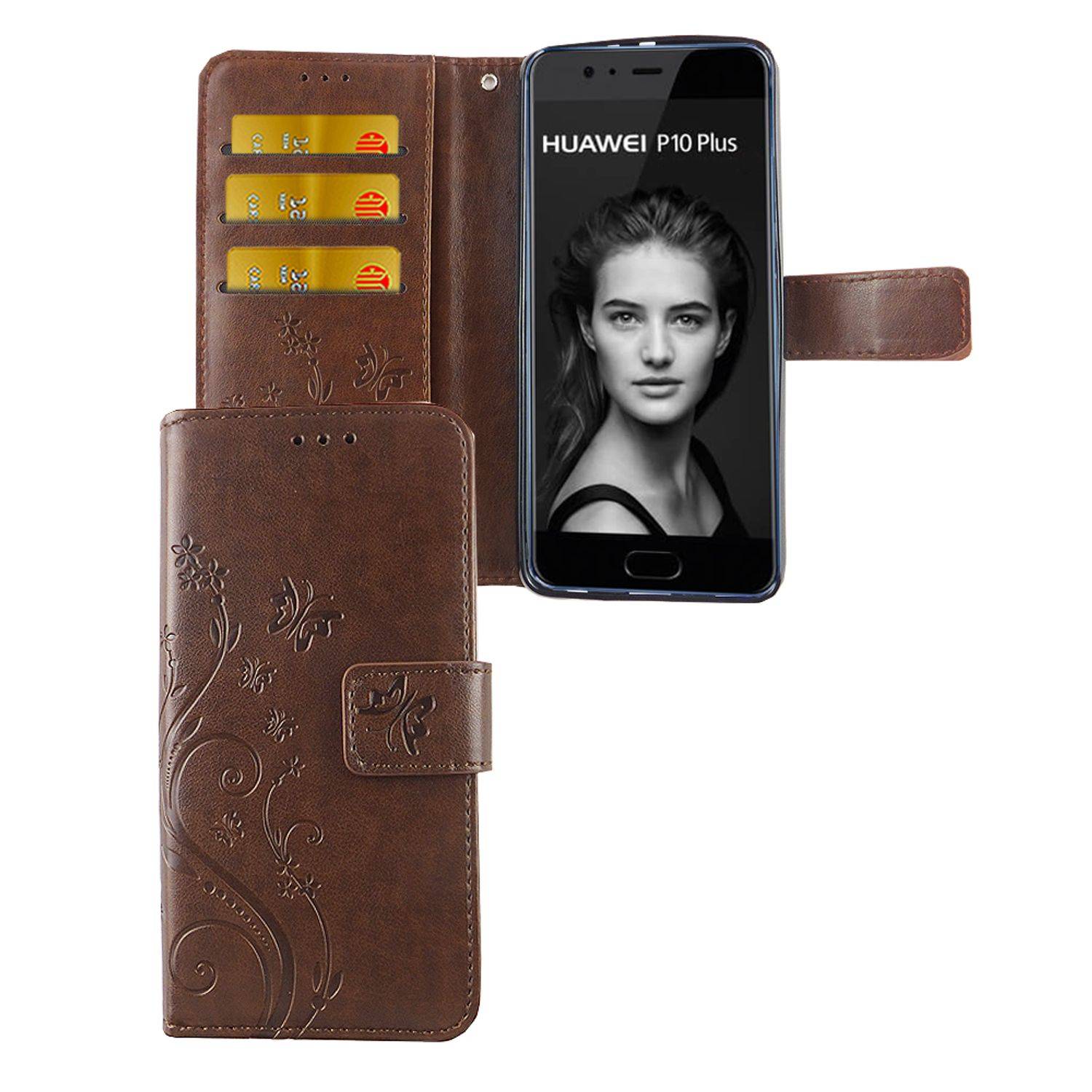 Huawei P10 Plus Handyhülle Bookcover Braun