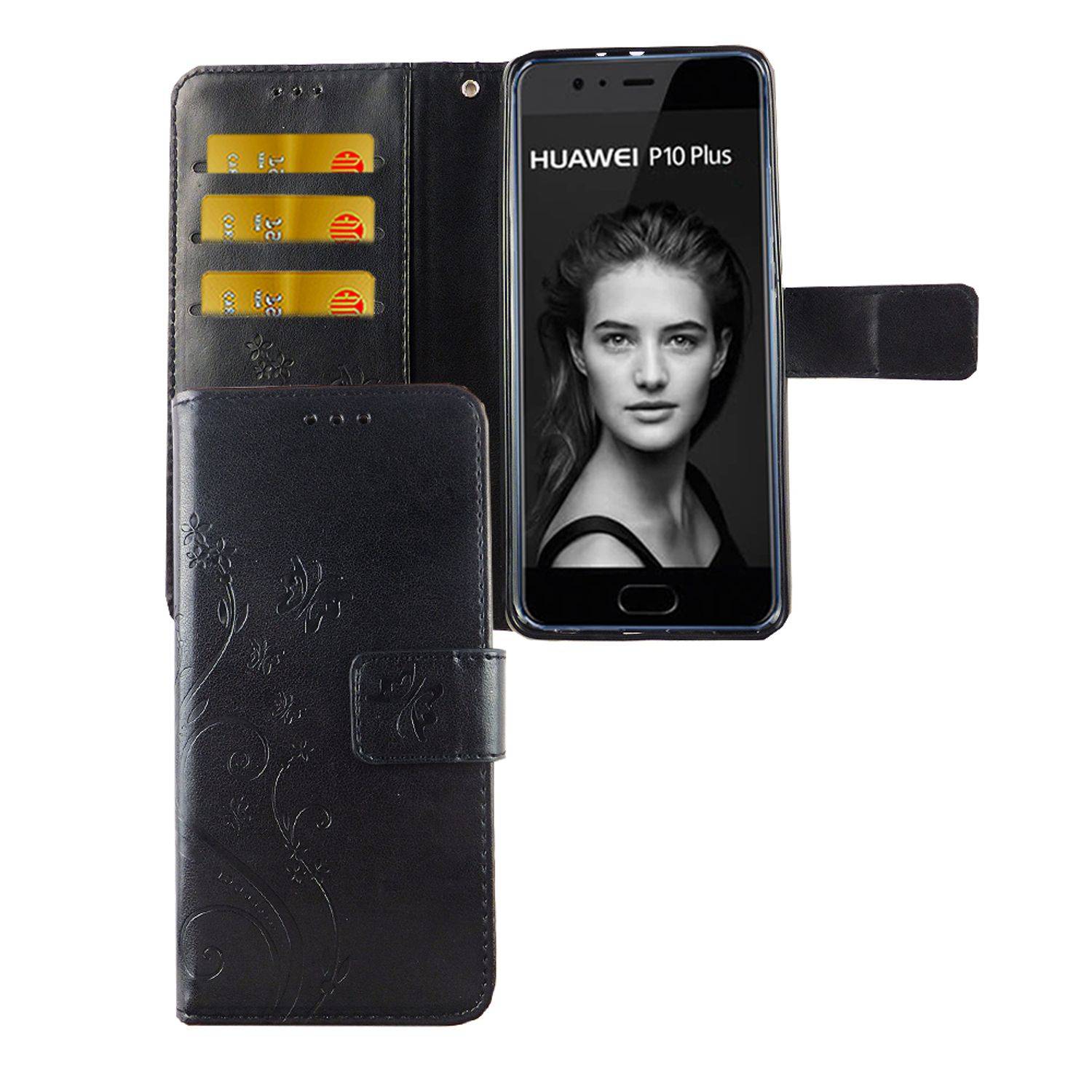 Huawei P10 Plus Handyhülle Bookcover Schwarz