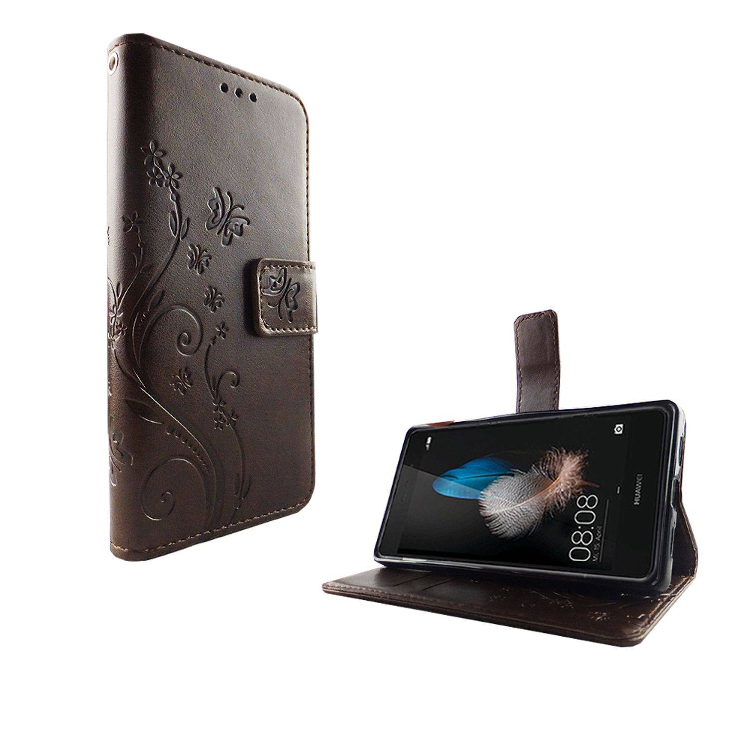 Huawei P8 Lite Handyhülle Bookcover Braun