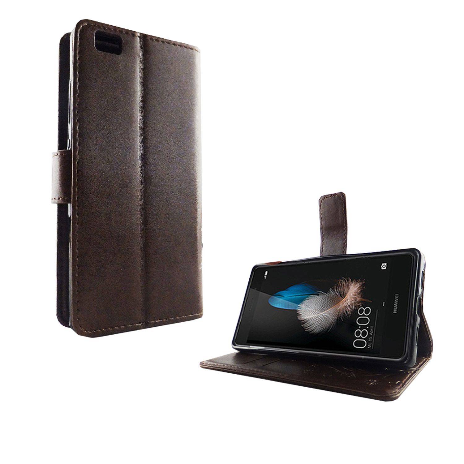 Huawei P8 Lite Handyhülle Bookcover Braun