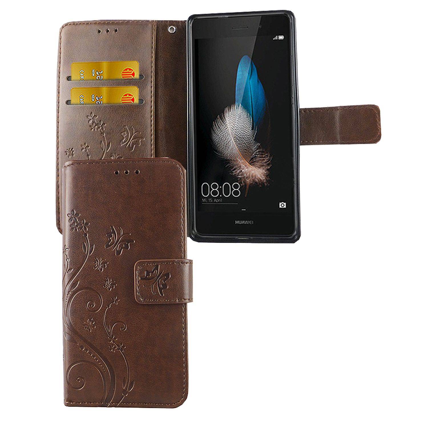 Huawei P8 Lite Handyhülle Bookcover Braun