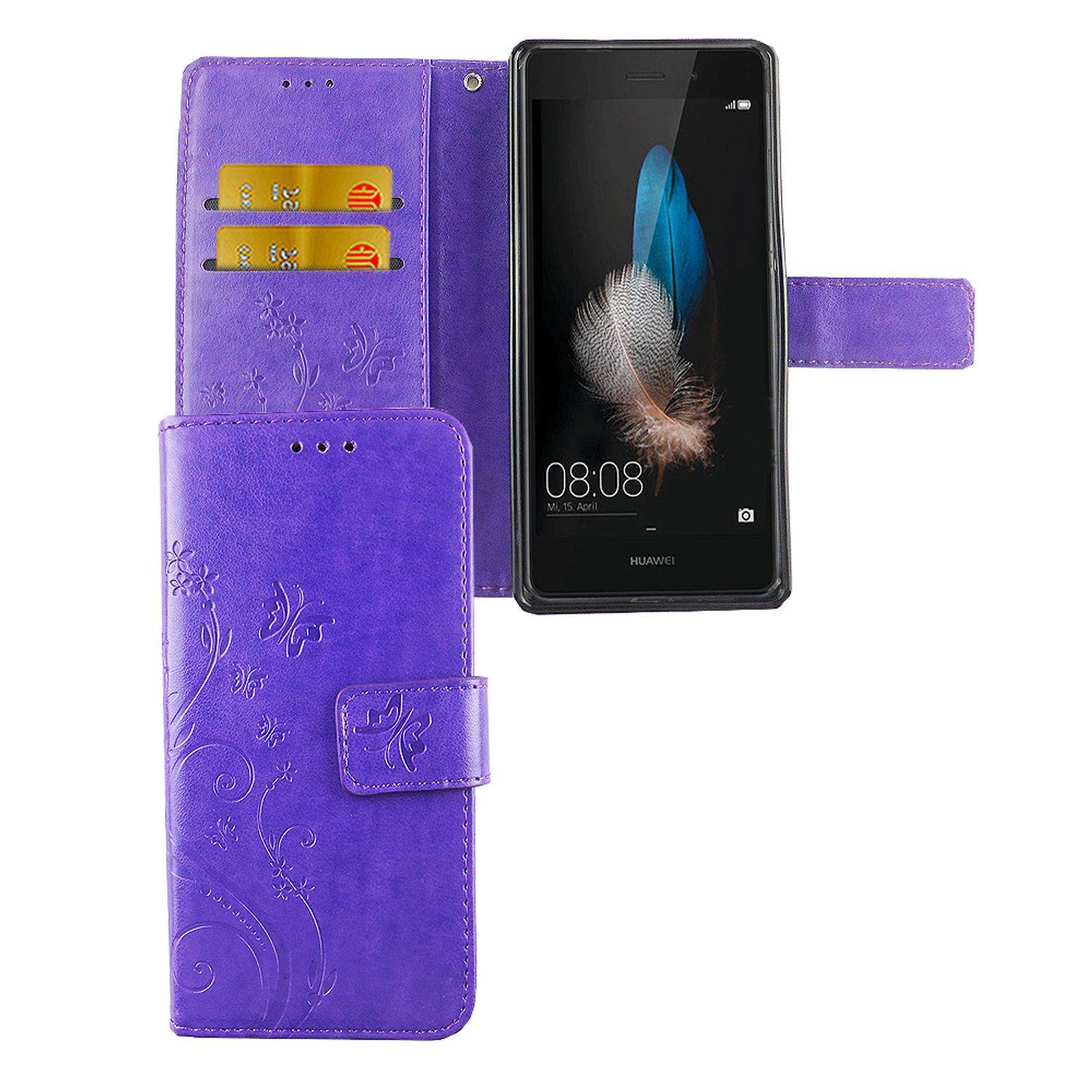 Huawei P8 Lite Handyhülle Bookcover Violett