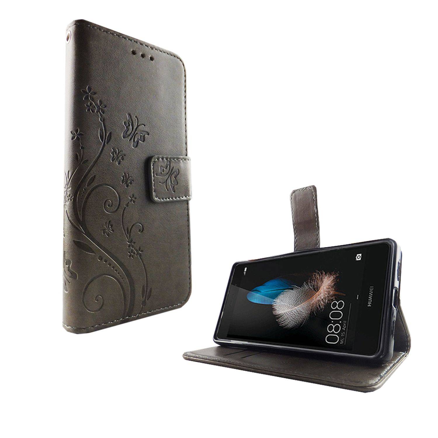 Huawei P8 Lite Handyhülle Bookcover Grau