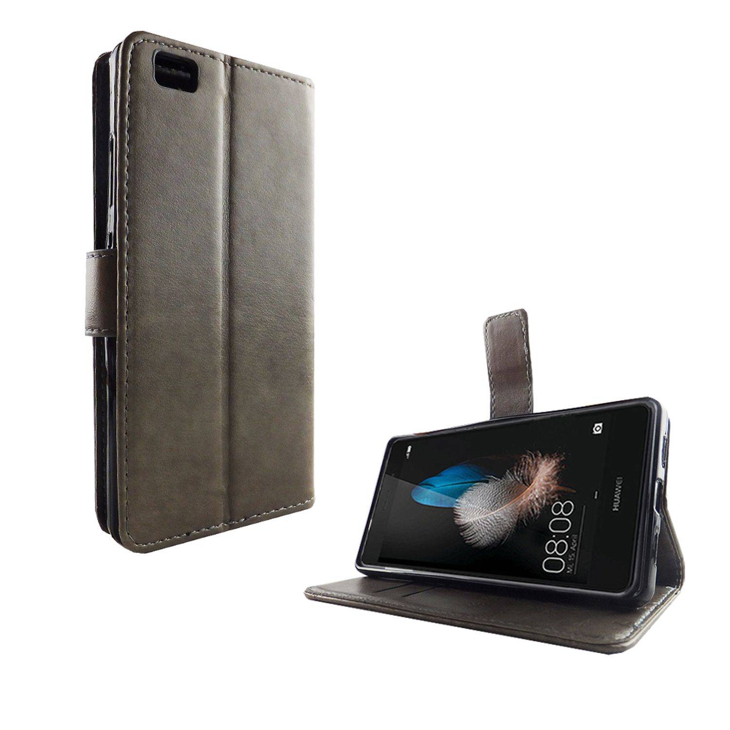 Huawei P8 Lite Handyhülle Bookcover Grau