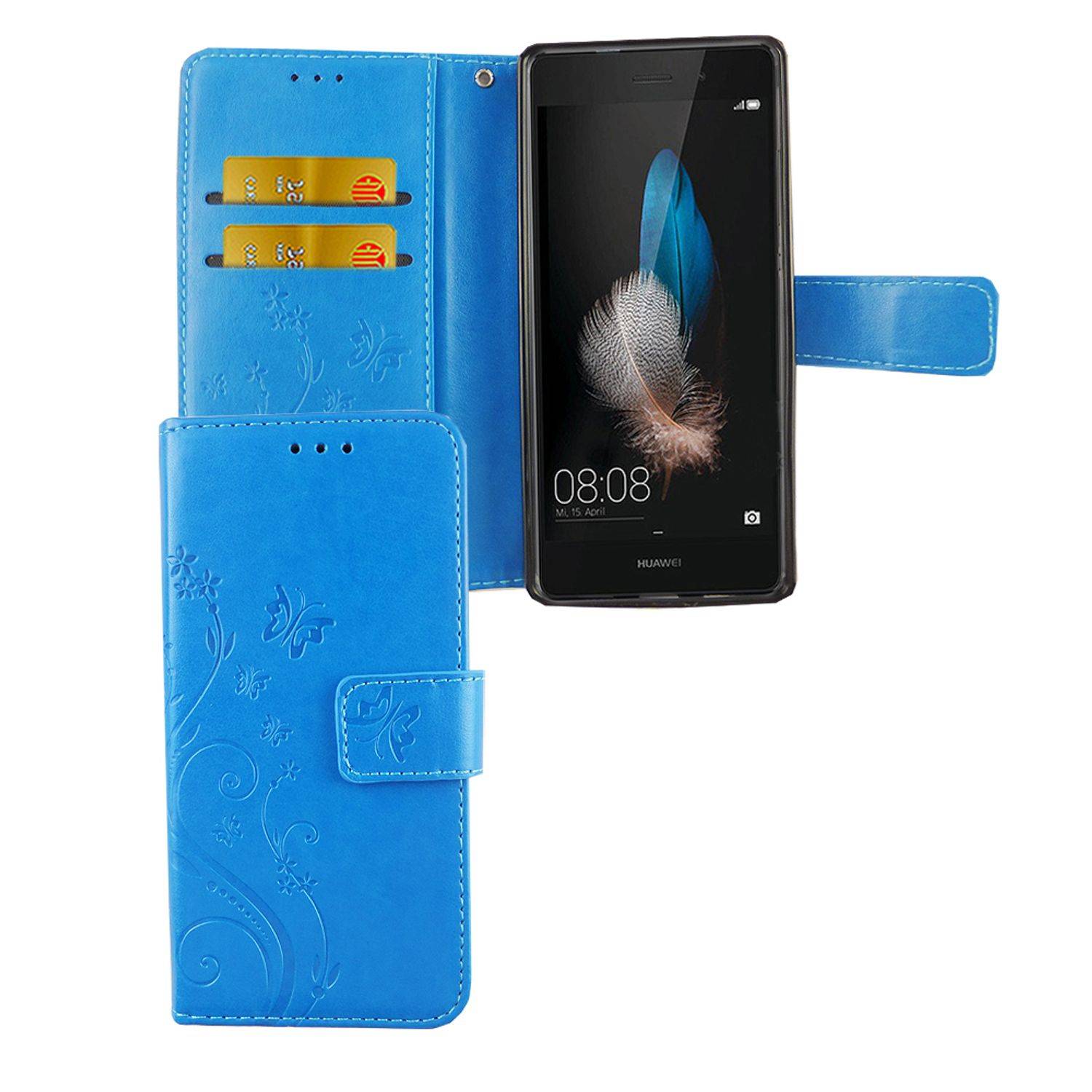 Huawei P8 Lite Handyhülle Bookcover Blau