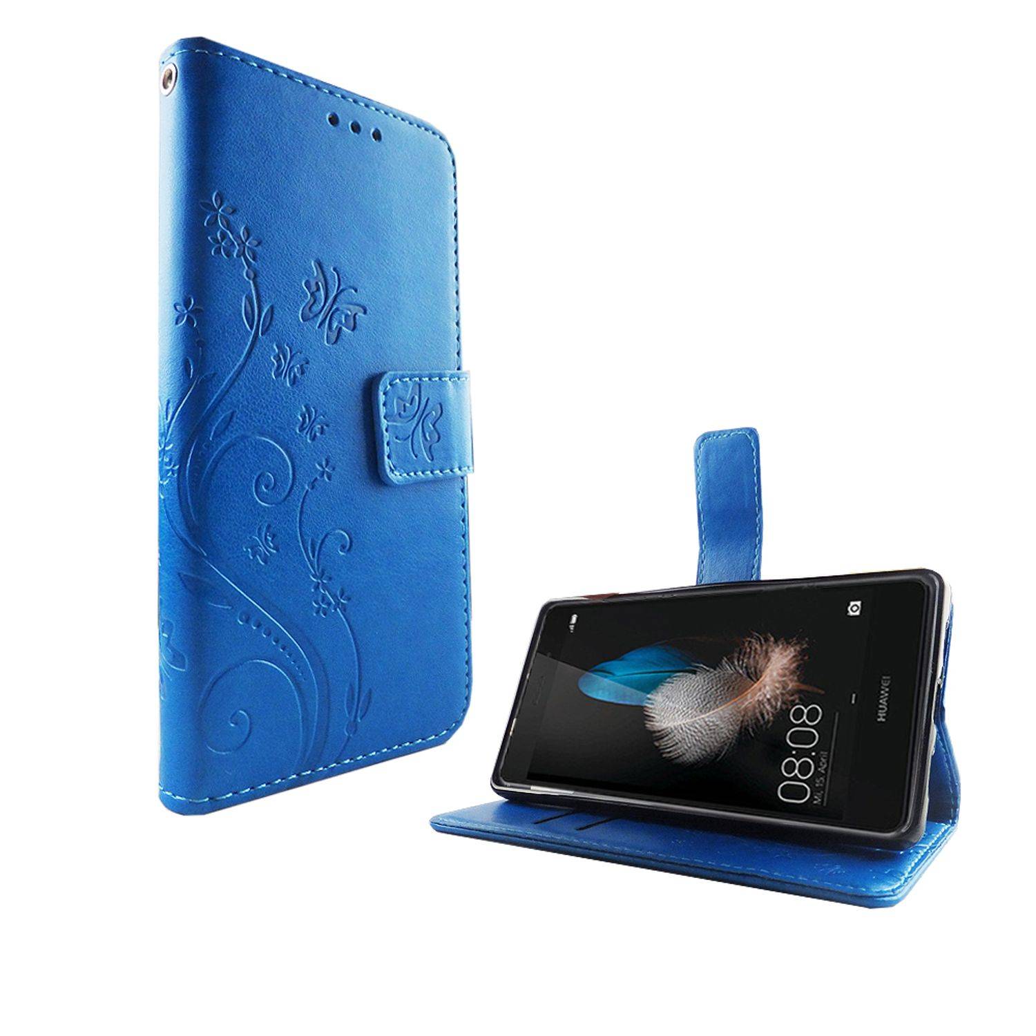Huawei P8 Lite Handyhülle Bookcover Blau