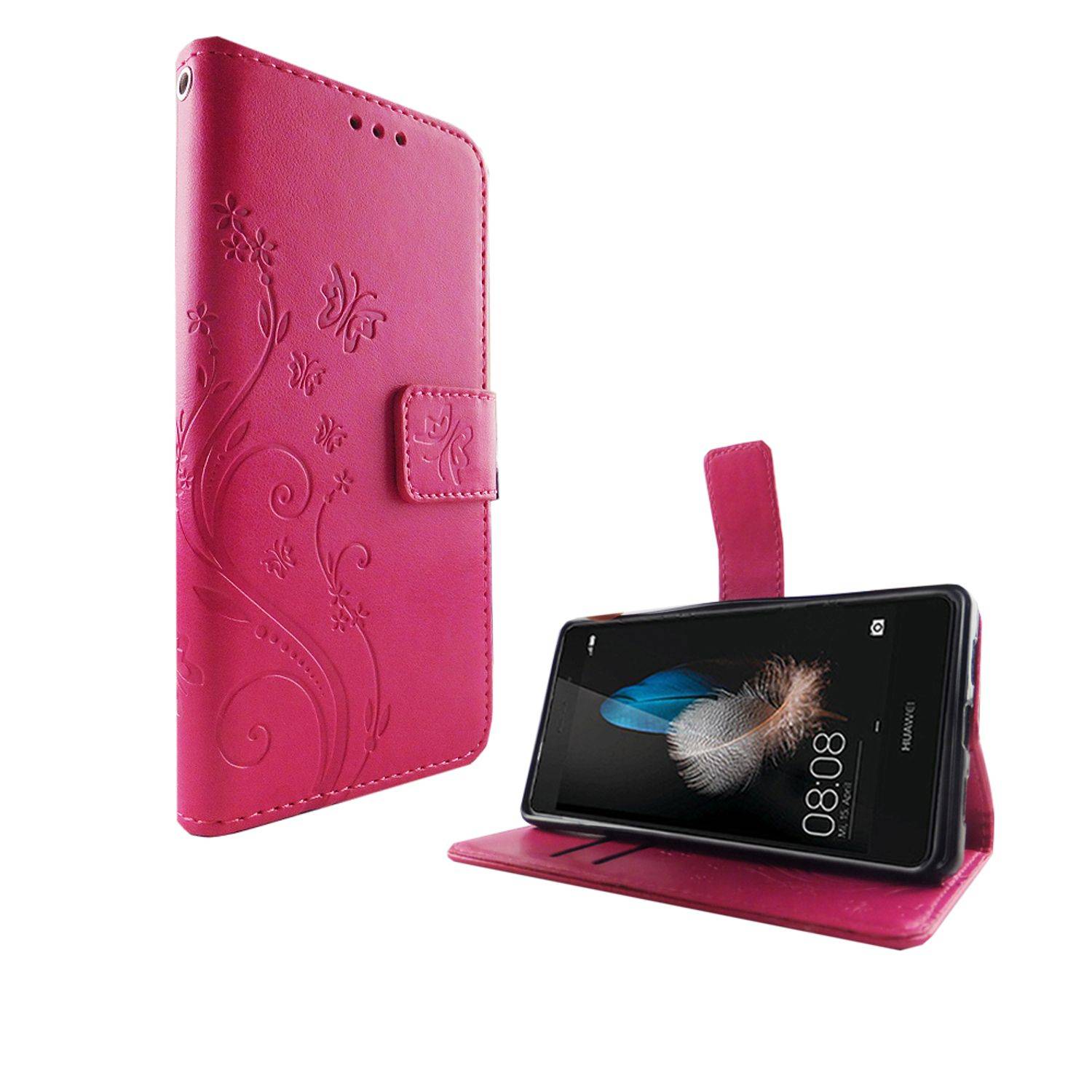 Huawei P8 Lite Handyhülle Bookcover Rosa