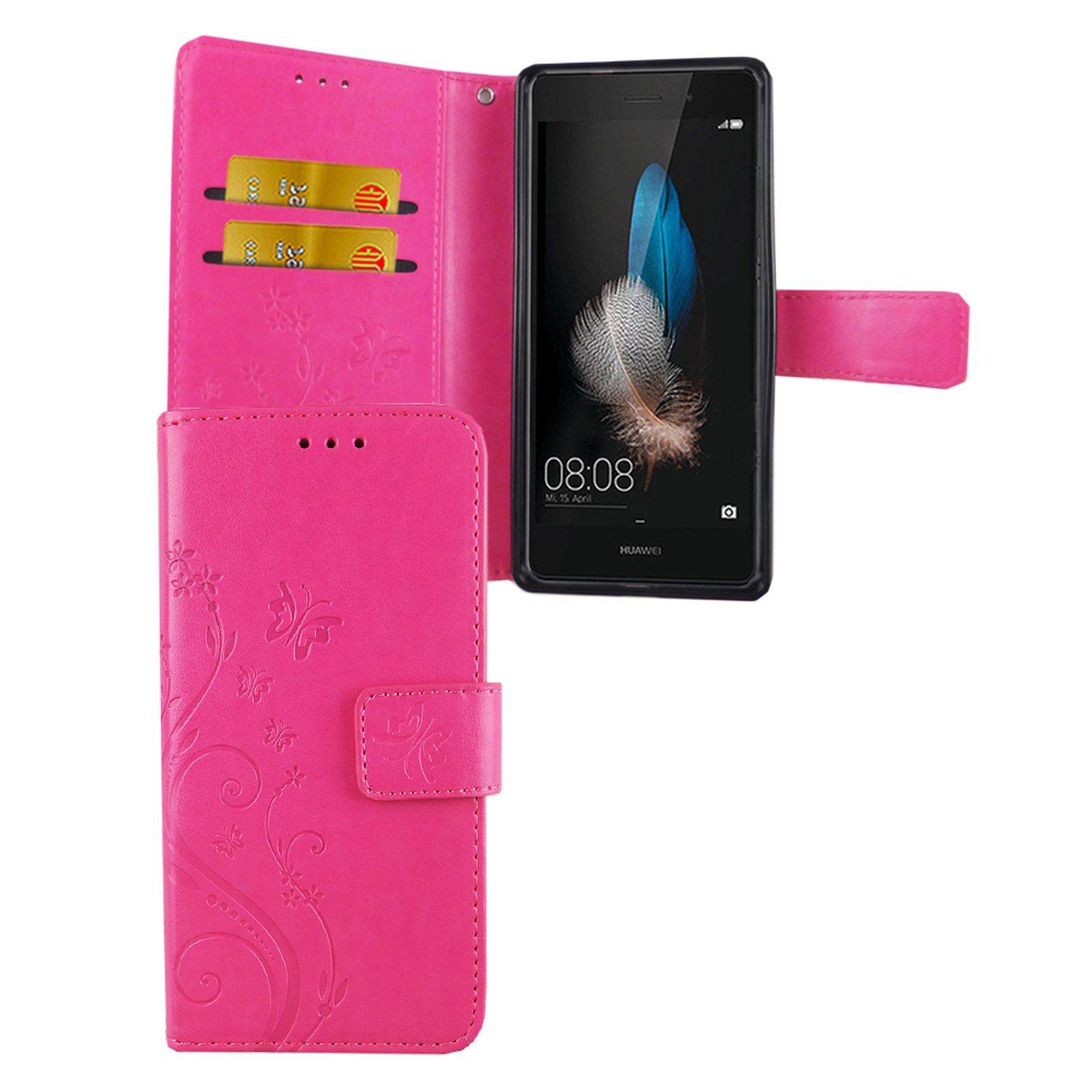 Huawei P8 Lite Handyhülle Bookcover Rosa
