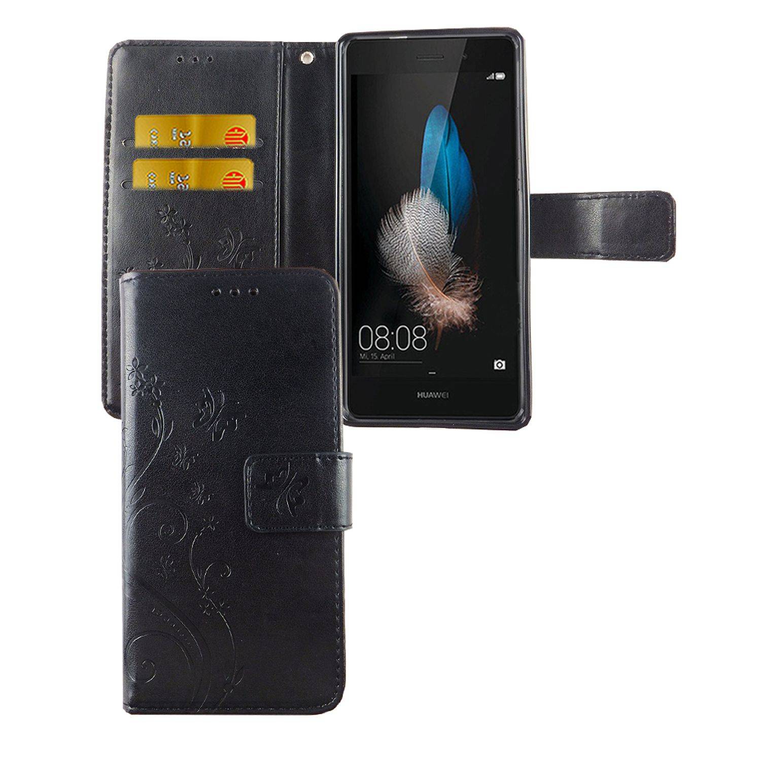 Huawei P8 Lite Handyhülle Bookcover Schwarz