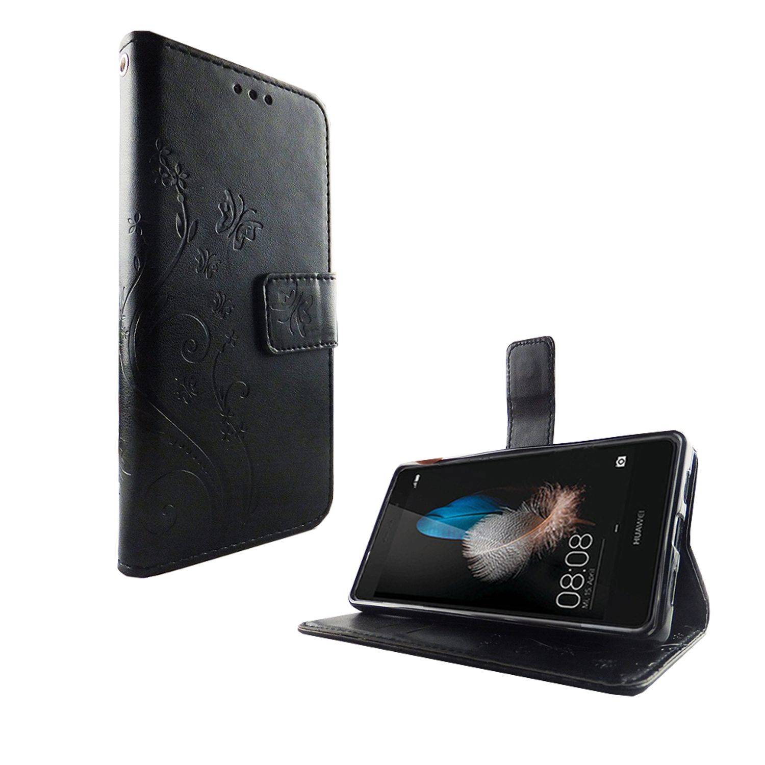 Huawei P8 Lite Handyhülle Bookcover Schwarz
