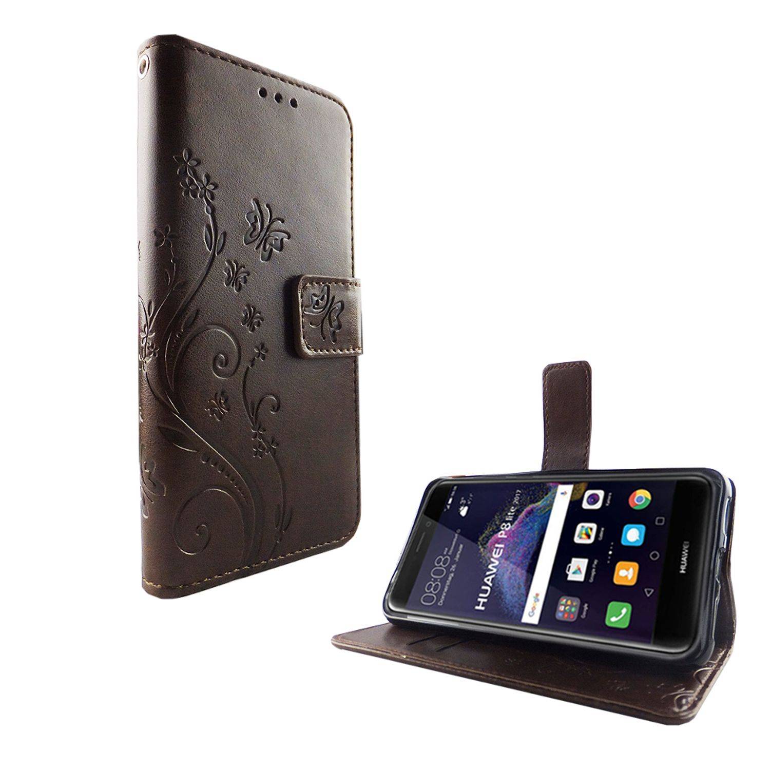 Huawei P8 Lite 2017 Handyhülle Bookcover Braun